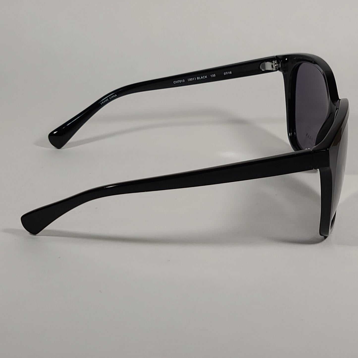 Cole Haan Large Square CH7013 001 Polarized Sunglasses Shiny Black Frame Gray Lens - Sunglasses