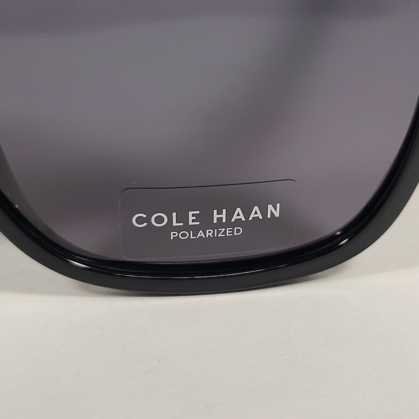 Cole Haan Large Square CH7013 001 Polarized Sunglasses Shiny Black Frame Gray Lens - Sunglasses