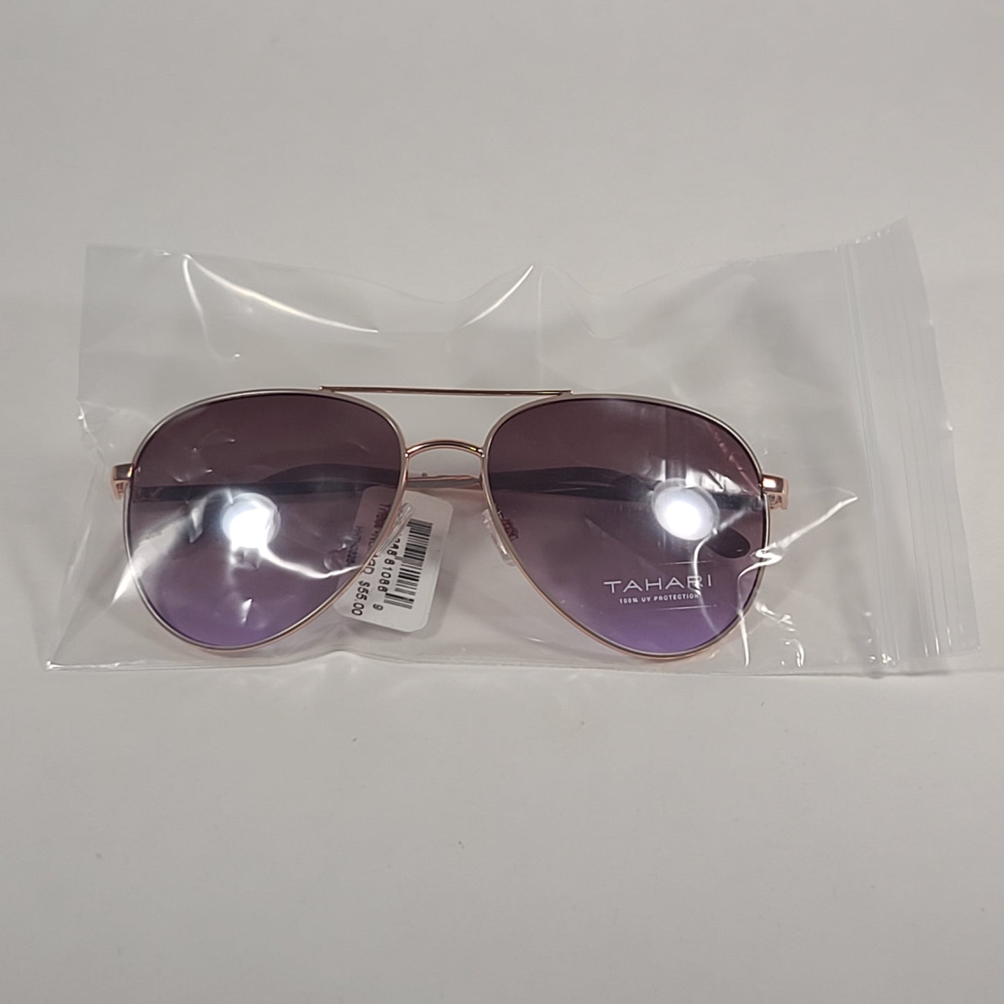 Tahari Aviator Sunglasses Rose Gold Nude Pink Brown Gradient Lens TH807 NDRGD - Sunglasses