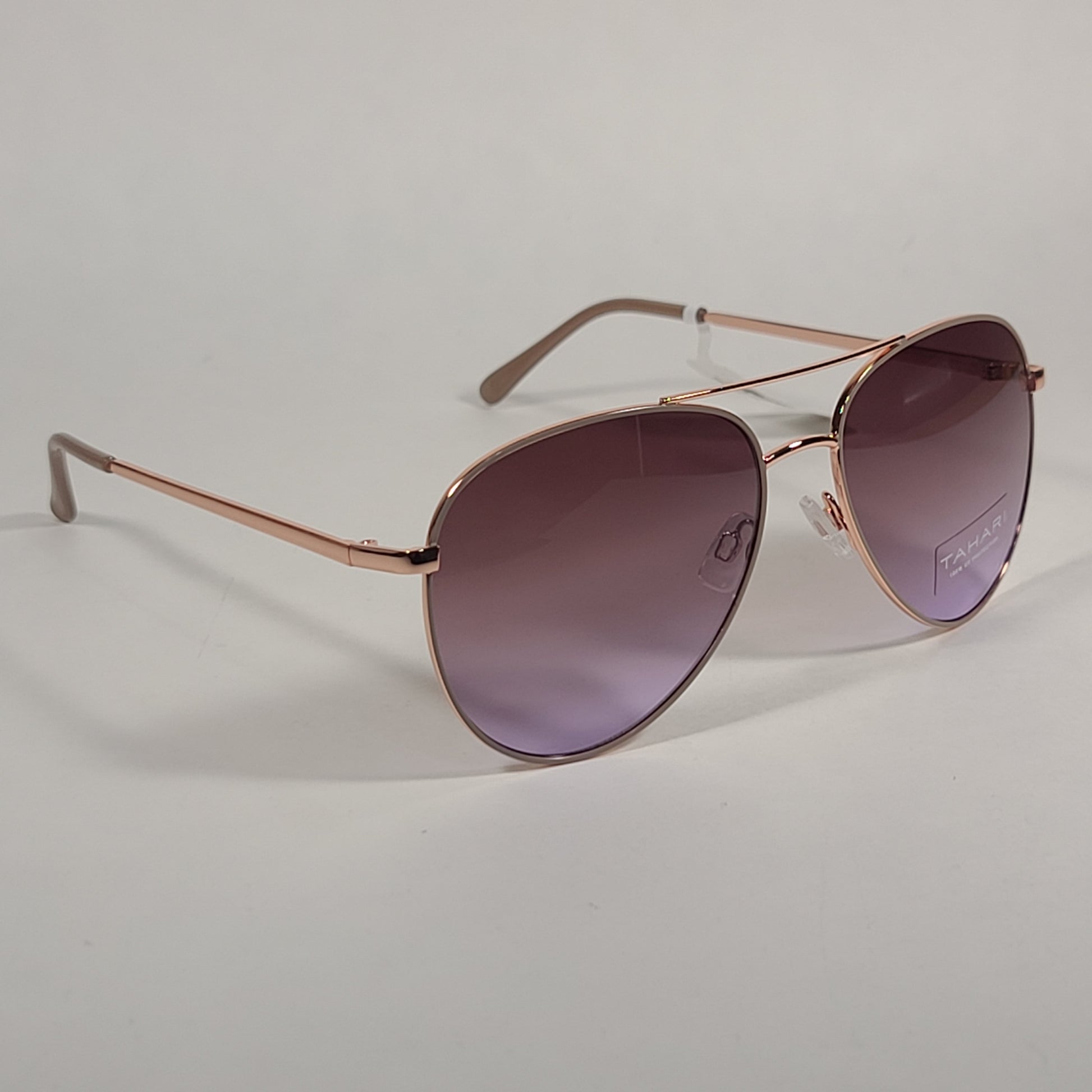 Tahari Aviator Sunglasses Rose Gold Nude Pink Brown Gradient Lens TH807 NDRGD - Sunglasses