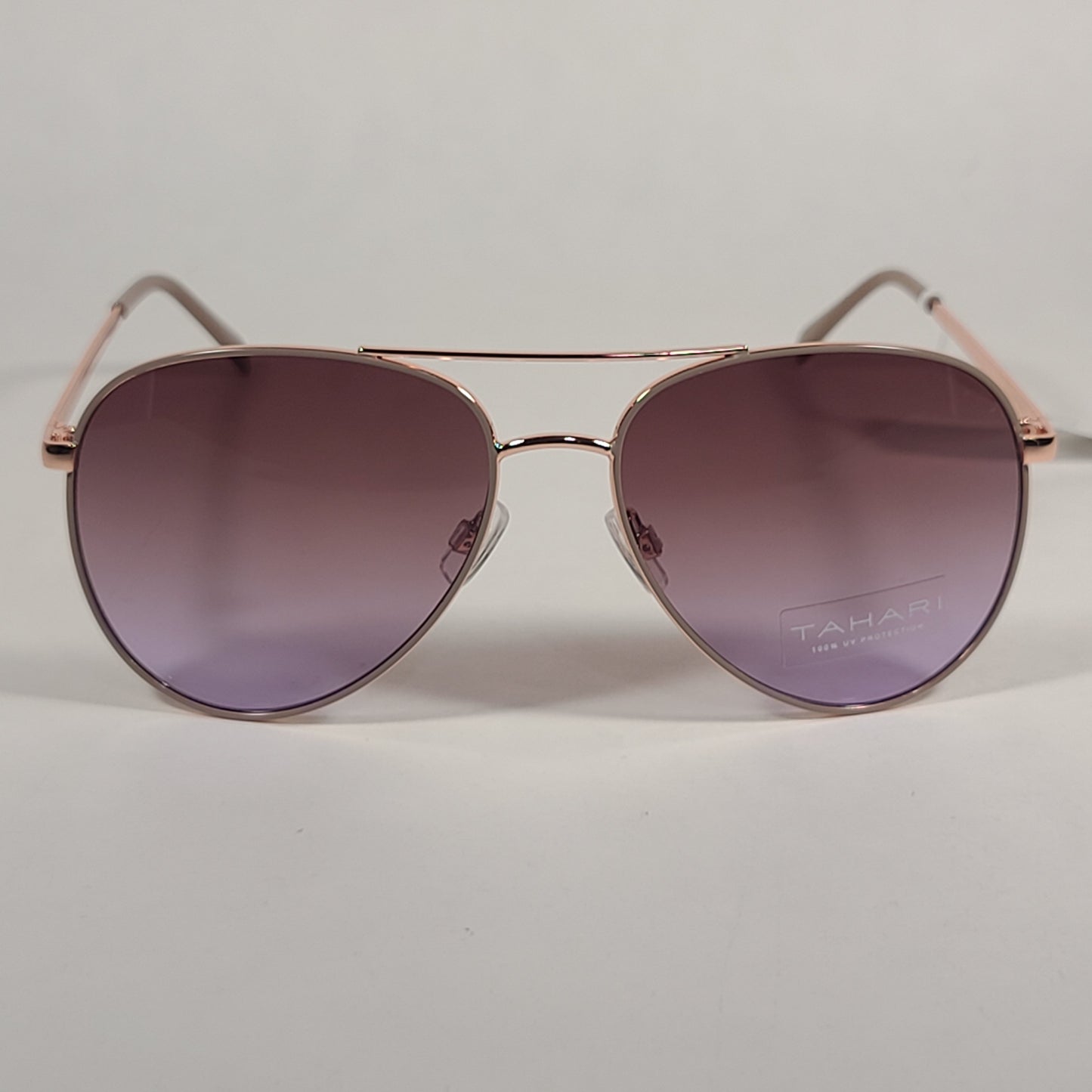 Tahari Aviator Sunglasses Rose Gold Nude Pink Brown Gradient Lens TH807 NDRGD - Sunglasses