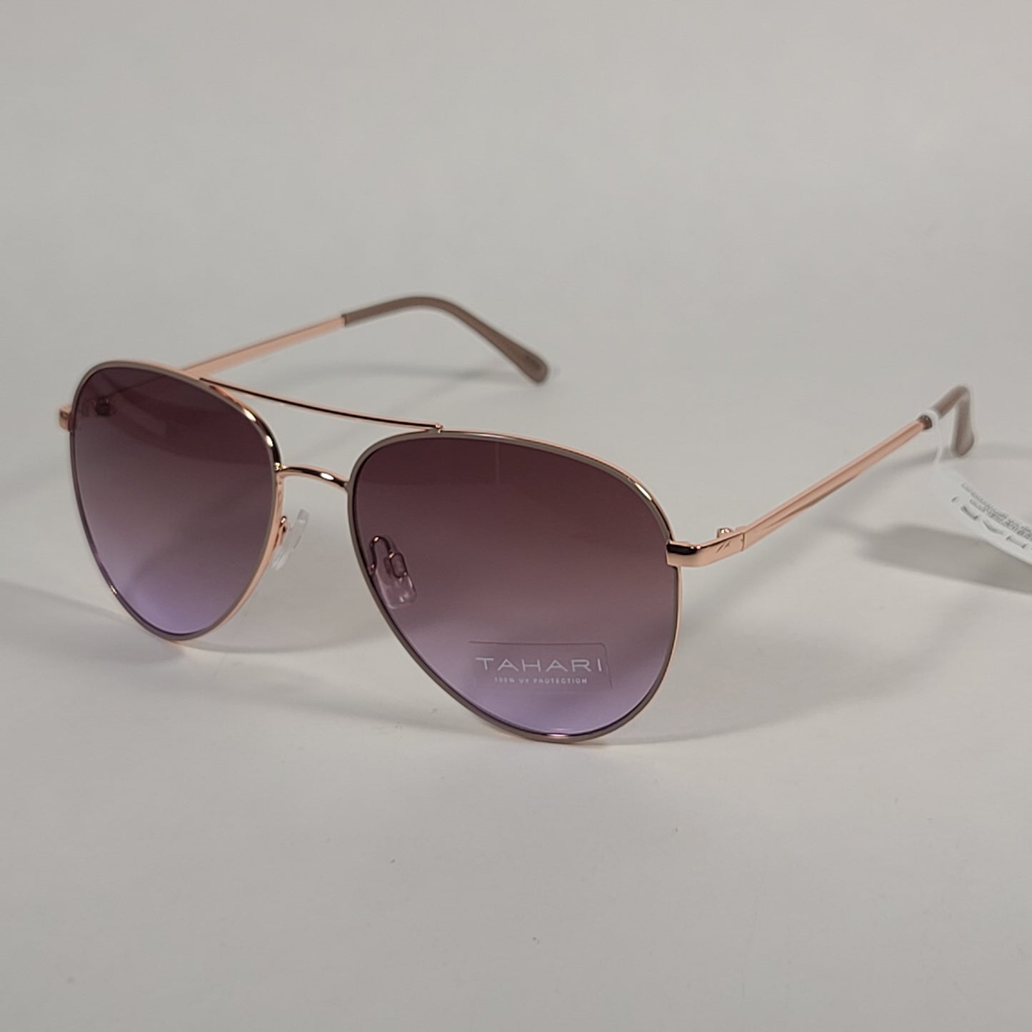 Tahari Aviator Sunglasses Rose Gold Nude Pink Brown Gradient Lens TH807 NDRGD - Sunglasses