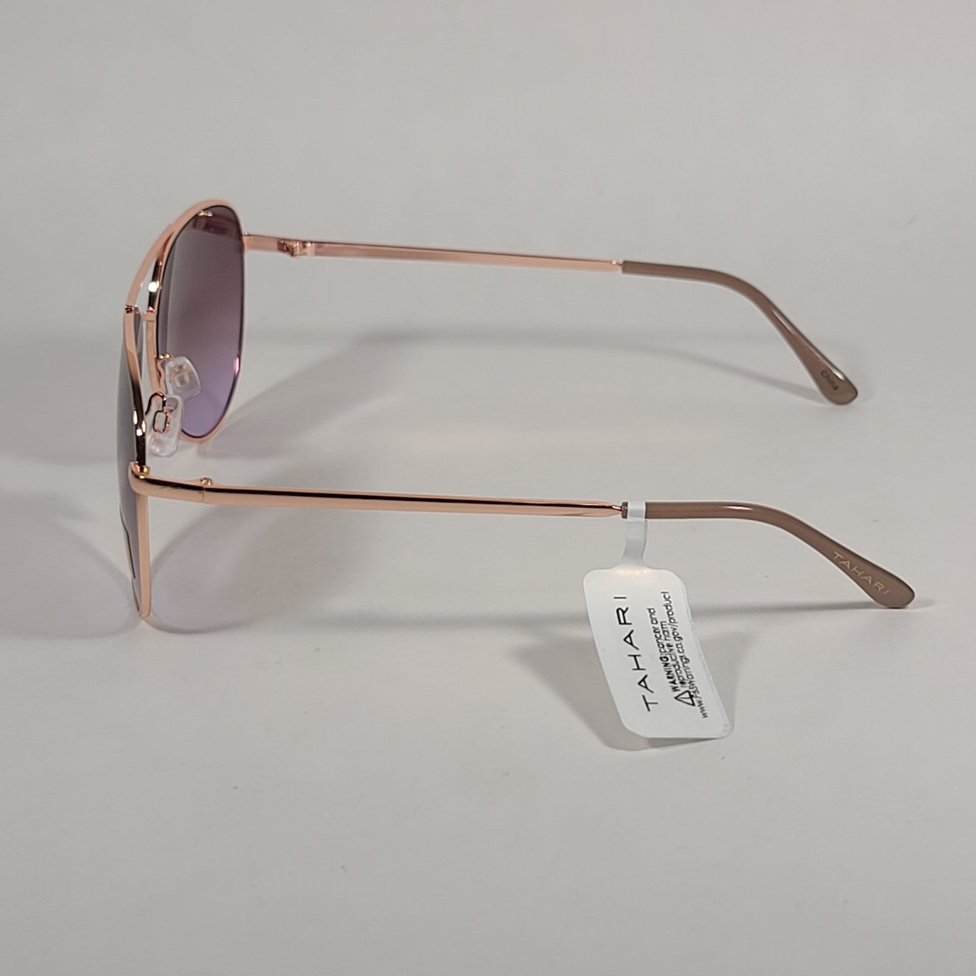 Tahari Aviator Sunglasses Rose Gold Nude Pink Brown Gradient Lens TH807 NDRGD - Sunglasses