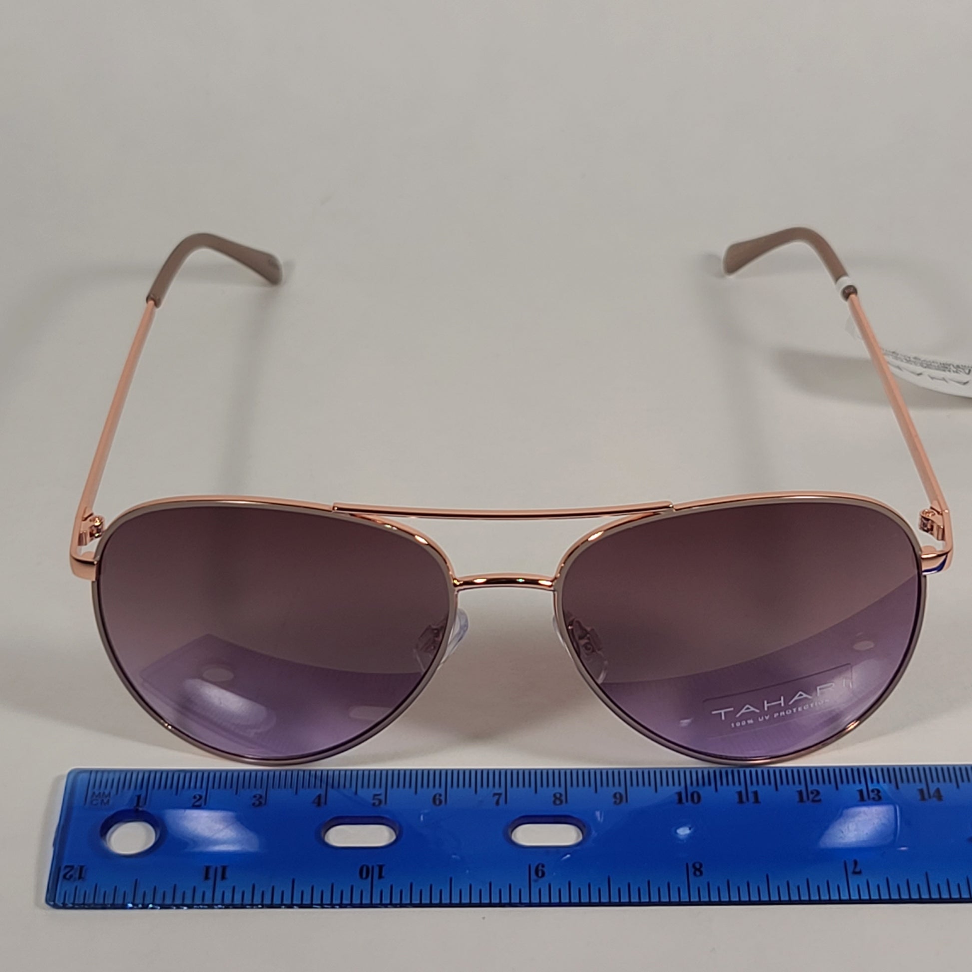 Tahari Aviator Sunglasses Rose Gold Nude Pink Brown Gradient Lens TH807 NDRGD - Sunglasses