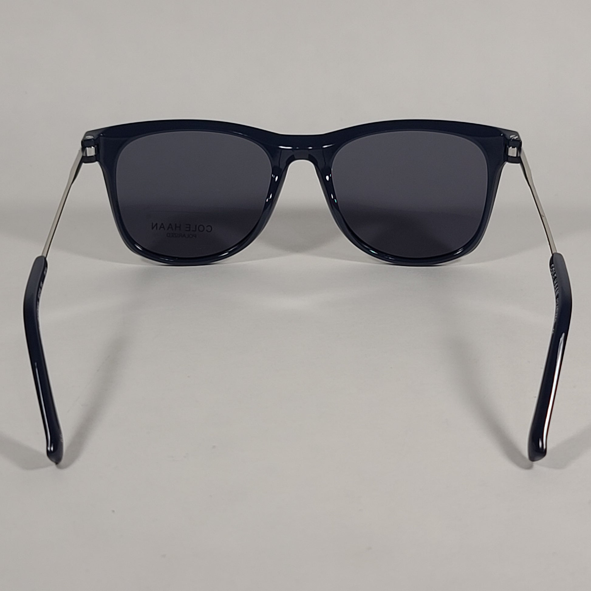 Cole Haan CH8010 414 Polarized Club Sunglasses Navy Blue And Silver Frame Gray Lens - Sunglasses