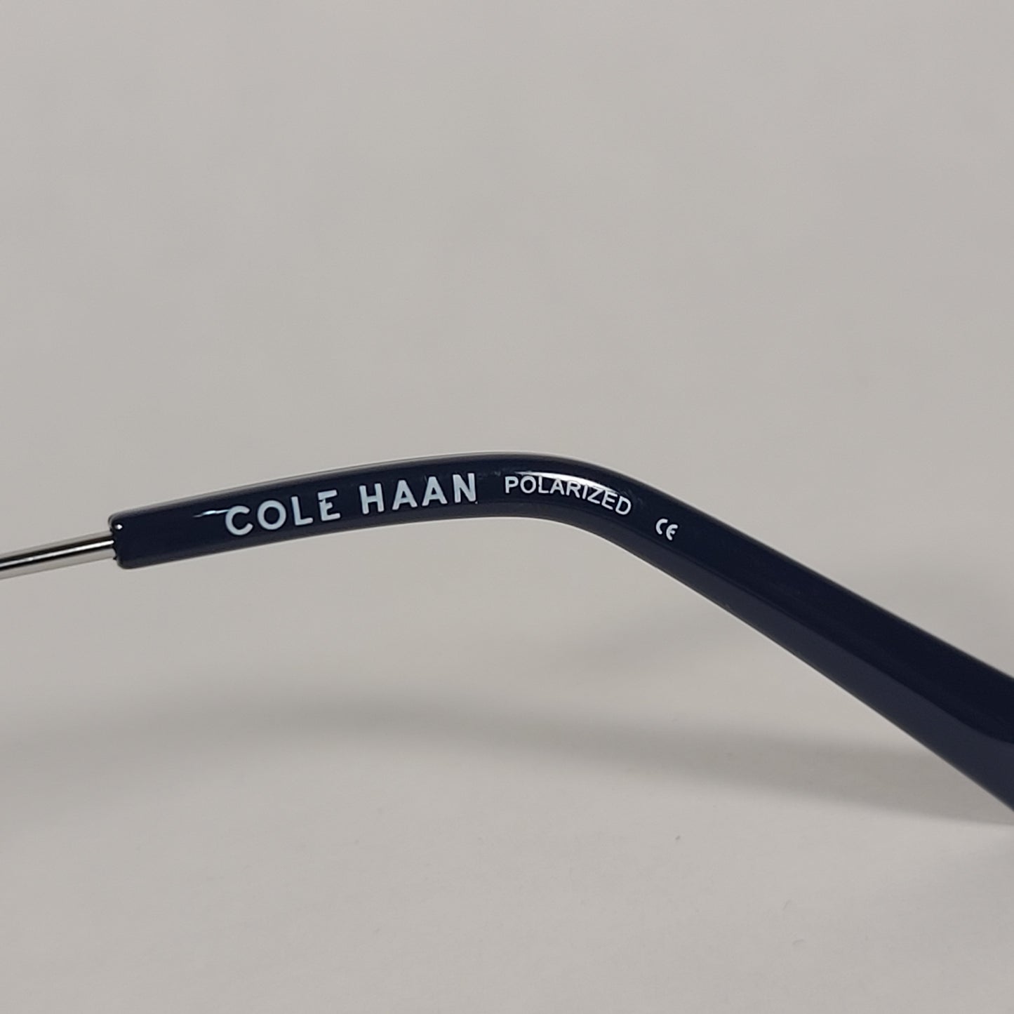Cole Haan CH8010 414 Polarized Club Sunglasses Navy Blue And Silver Frame Gray Lens - Sunglasses