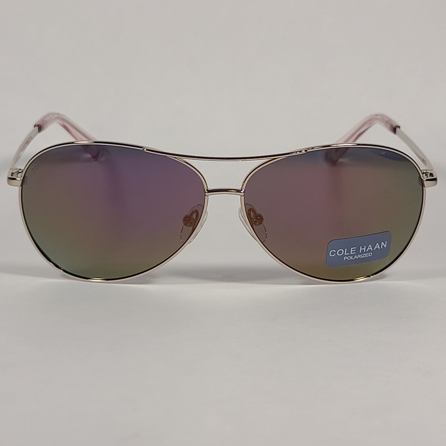 Cole Haan Aviator Polarized Sunglasses Rose Gold Purple Mirror Lens CH7032 771 ROSE GOLD WITH PURPLE FLASH - Sunglasses