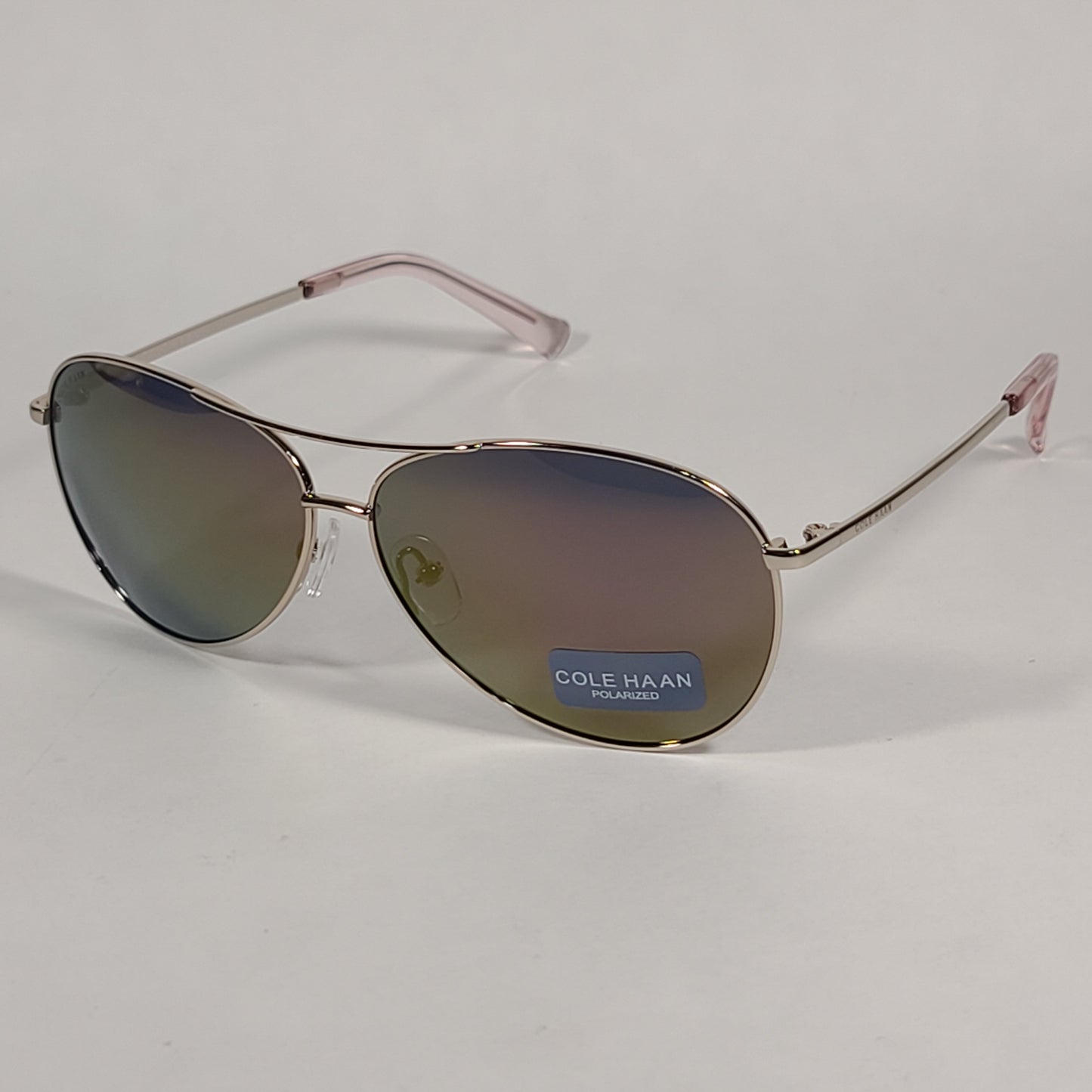 Cole Haan Aviator Polarized Sunglasses Rose Gold Purple Mirror Lens CH7032 771 ROSE GOLD WITH PURPLE FLASH - Sunglasses