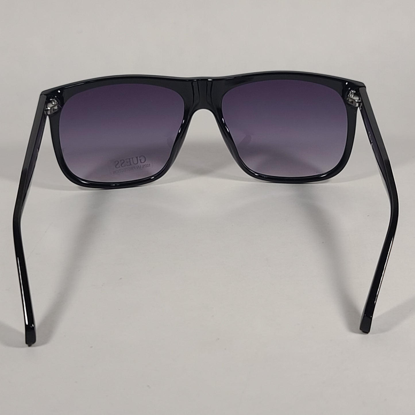 Guess Rectangular Sunglasses Shiny Black Frame Smoke Gradient Lens GF5072 01B - Sunglasses