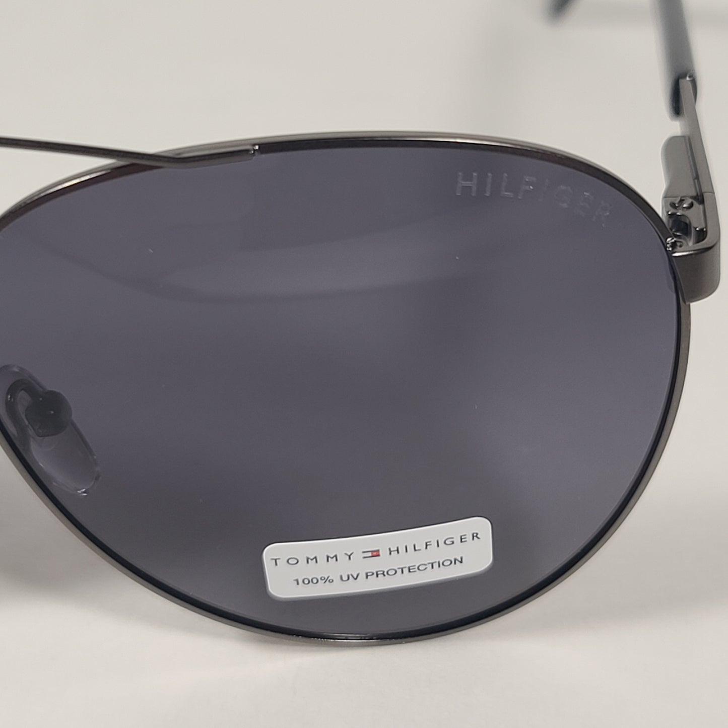 Tommy Hilfiger Lucas Aviator Pilot Sunglasses Gunmetal Black Frame Gray Tinted Lens LUCAS MM OU565P - Sunglasses