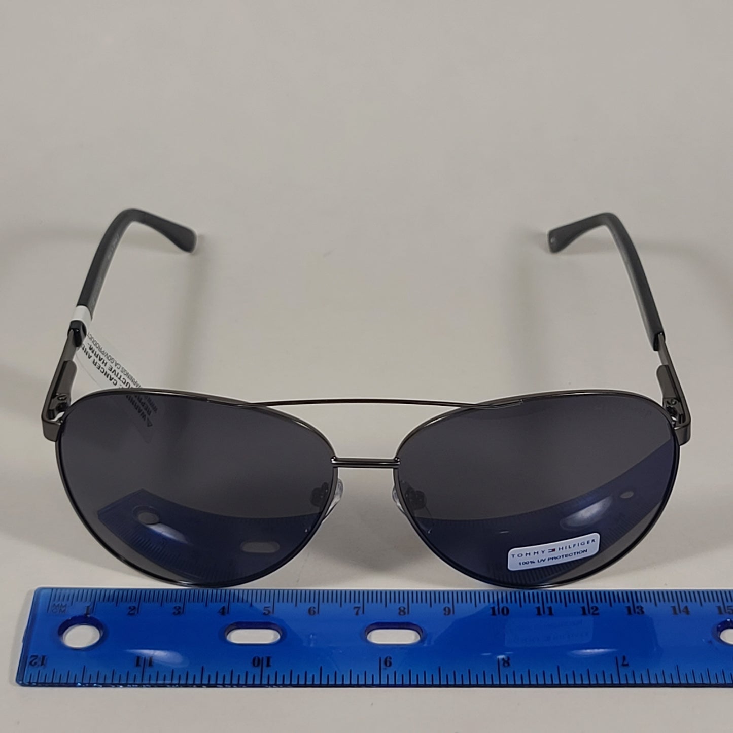 Tommy Hilfiger Lucas Aviator Pilot Sunglasses Gunmetal Black Frame Gray Tinted Lens LUCAS MM OU565P - Sunglasses
