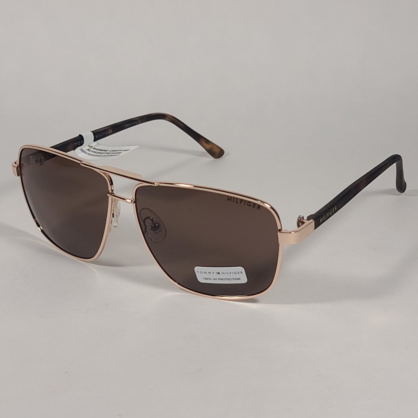 Tommy Hilfiger Percy Navigator Sunglasses Gold Brown Tortoise Frame Brown Lens PERCY MM OM528 - Sunglasses