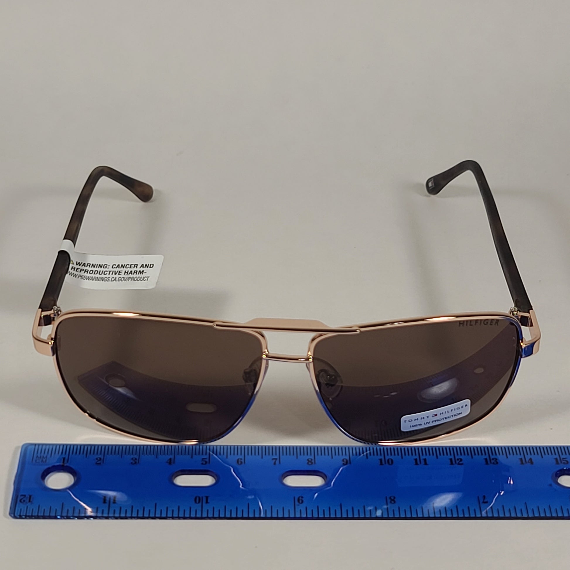 Tommy Hilfiger Percy Navigator Sunglasses Gold Brown Tortoise Frame Brown Lens PERCY MM OM528 - Sunglasses