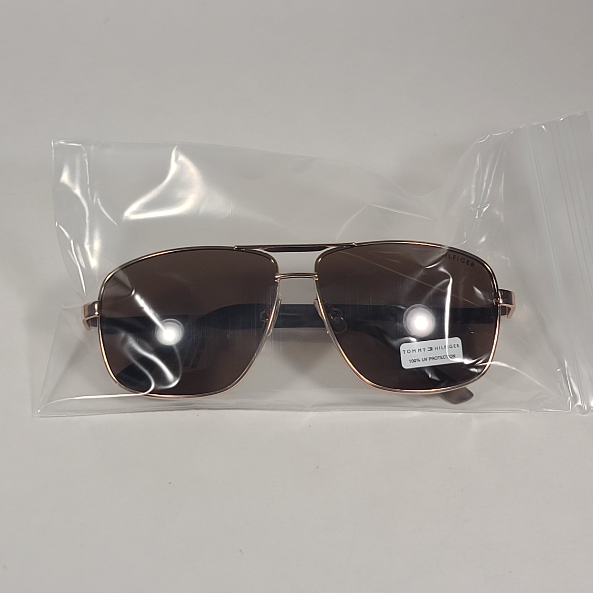 Tommy Hilfiger Percy Navigator Sunglasses Gold Brown Tortoise Frame Brown Lens PERCY MM OM528 - Sunglasses