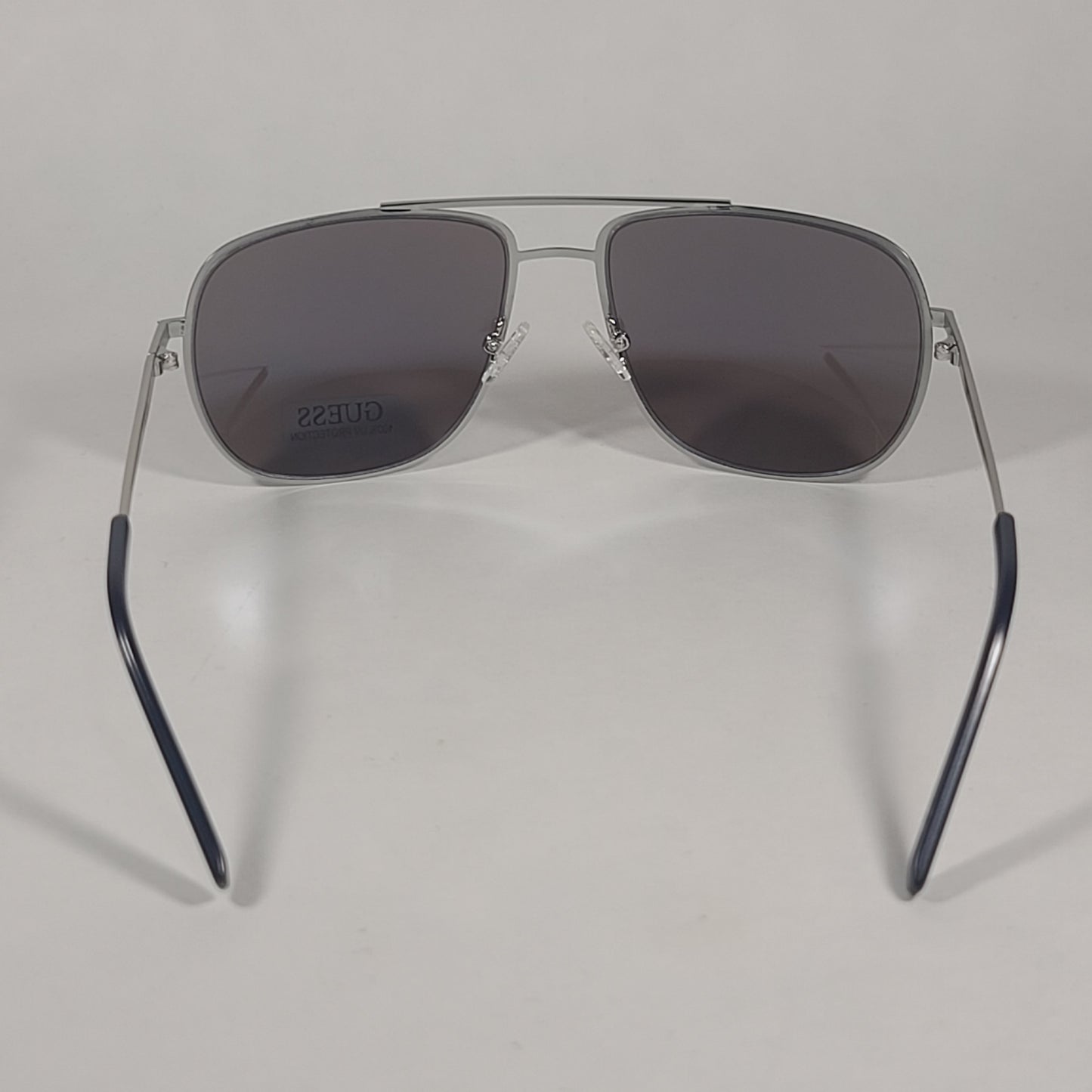 Guess Aviator Sunglasses GF0196 11X Silver Metal Frame Blue Mirror Lens Men’s