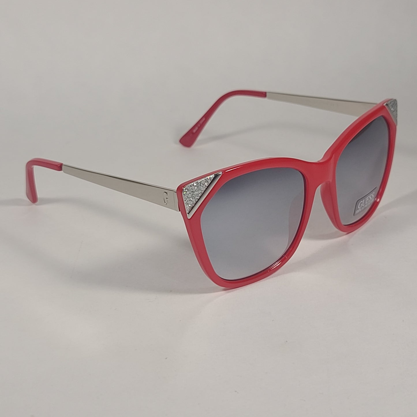 Guess Cat Eye Sunglasses Shiny Red Frame Gray Mirror Lens GF0354 66C - Sunglasses