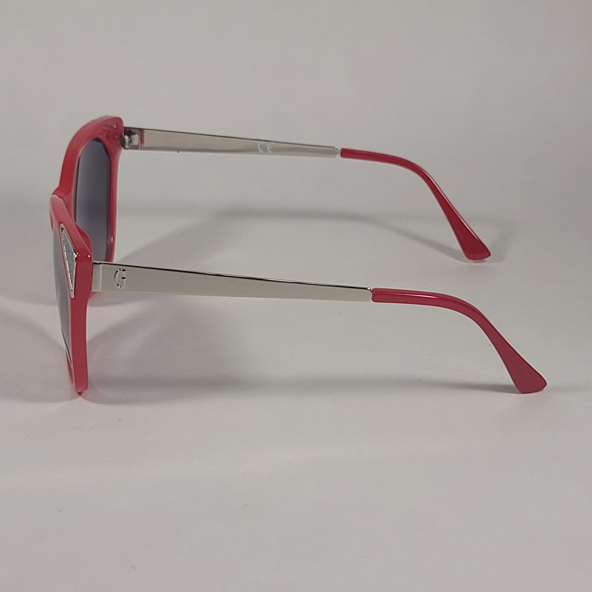 Guess Cat Eye Sunglasses Shiny Red Frame Gray Mirror Lens GF0354 66C - Sunglasses