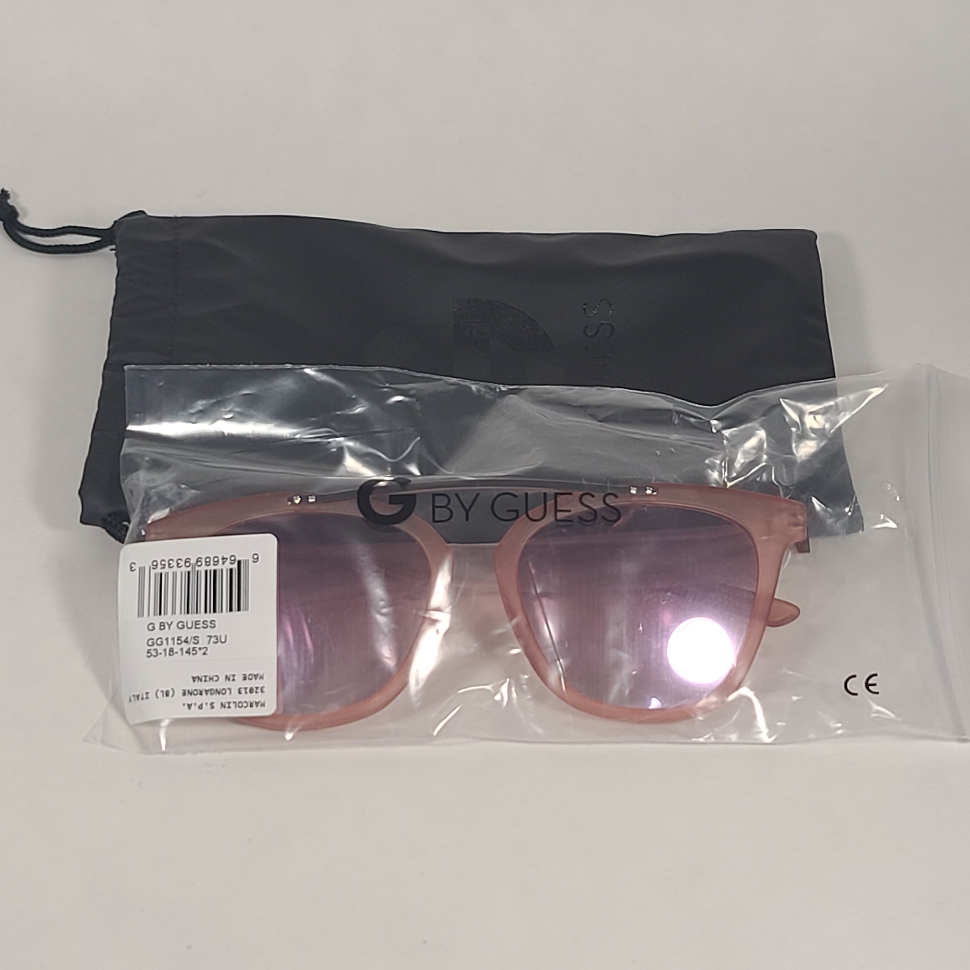 G By Guess Sunglasses Rose Gold And Pink Frame Pink Mirror Lens GG1154 73U - Sunglasses