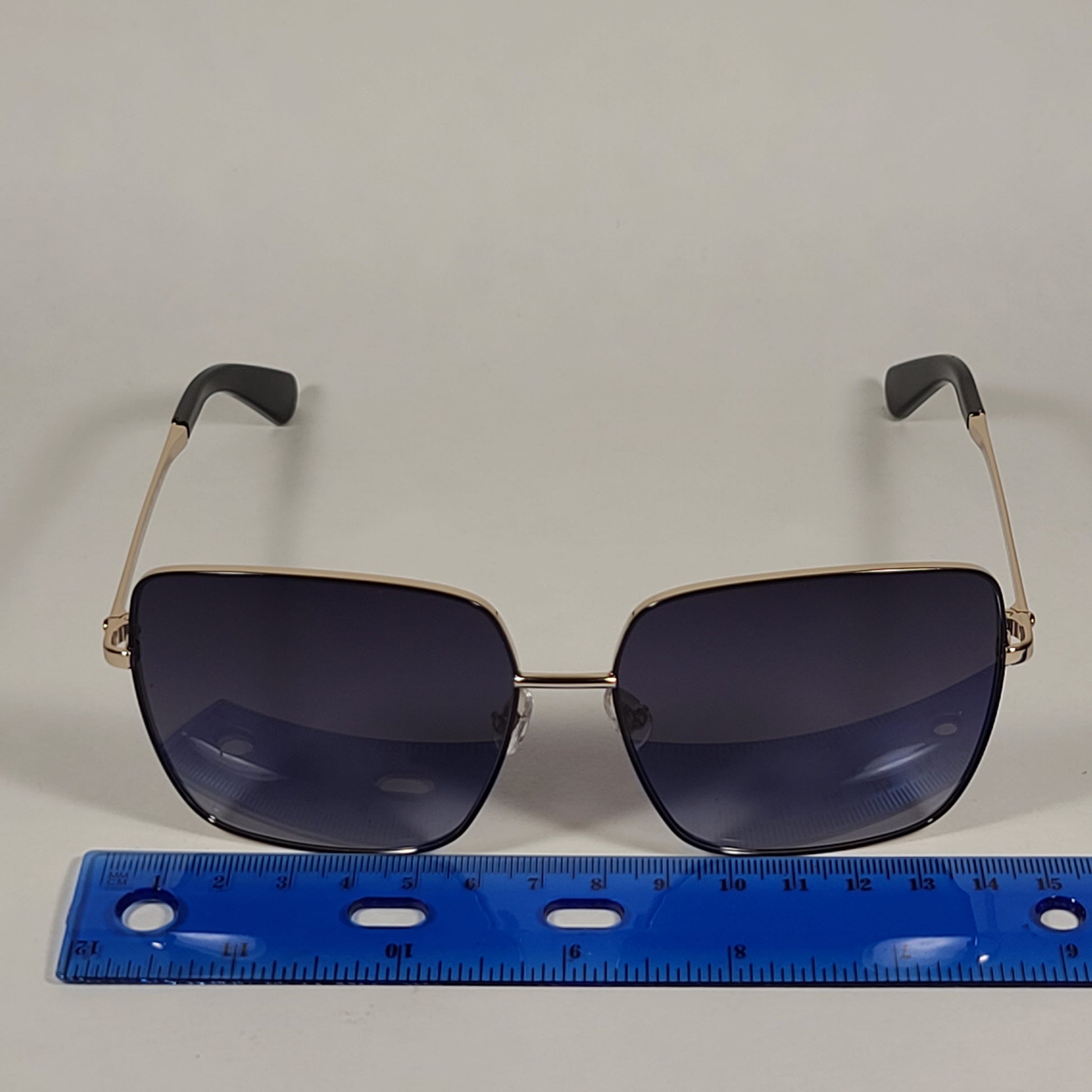 Kate Spade Fenton Square Sunglasses Gold Black Frame Gray Gradient Lens FENTON/S 8079O - Sunglasses