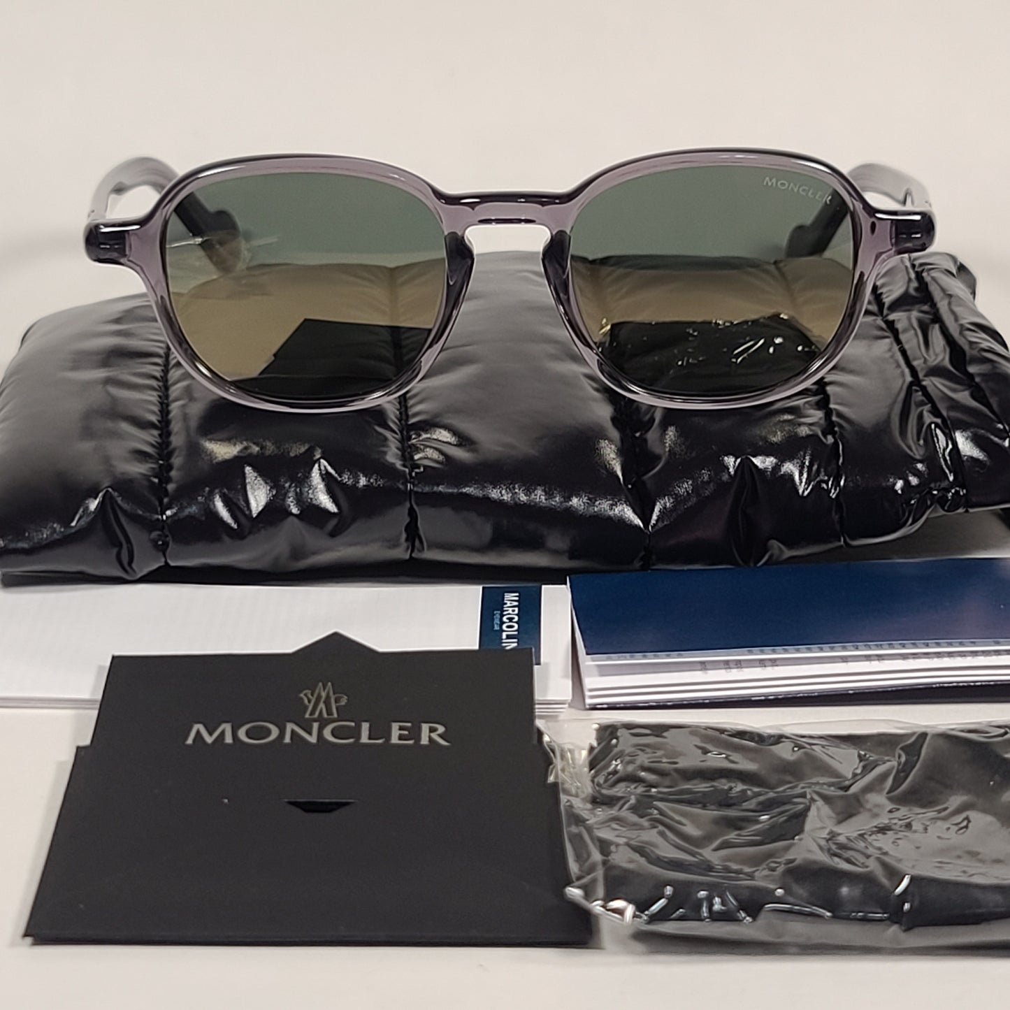 Moncler Keyhole Sunglasses Gray Crystal Frame Gold Flash Lens ML0061 20C - Sunglasses