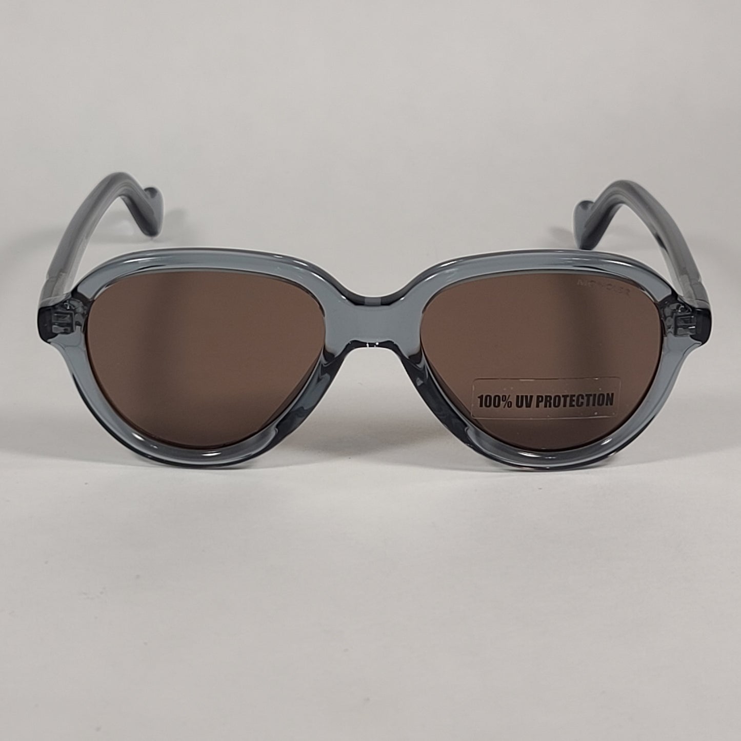 Moncler Aviator Sunglasses Blue Gray Crystal Frame Brown Lens ML0043 90J - Sunglasses