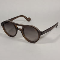 Moncler Round Sunglasses Brown Mastic Frame Smoke Gradient Lens ML0037