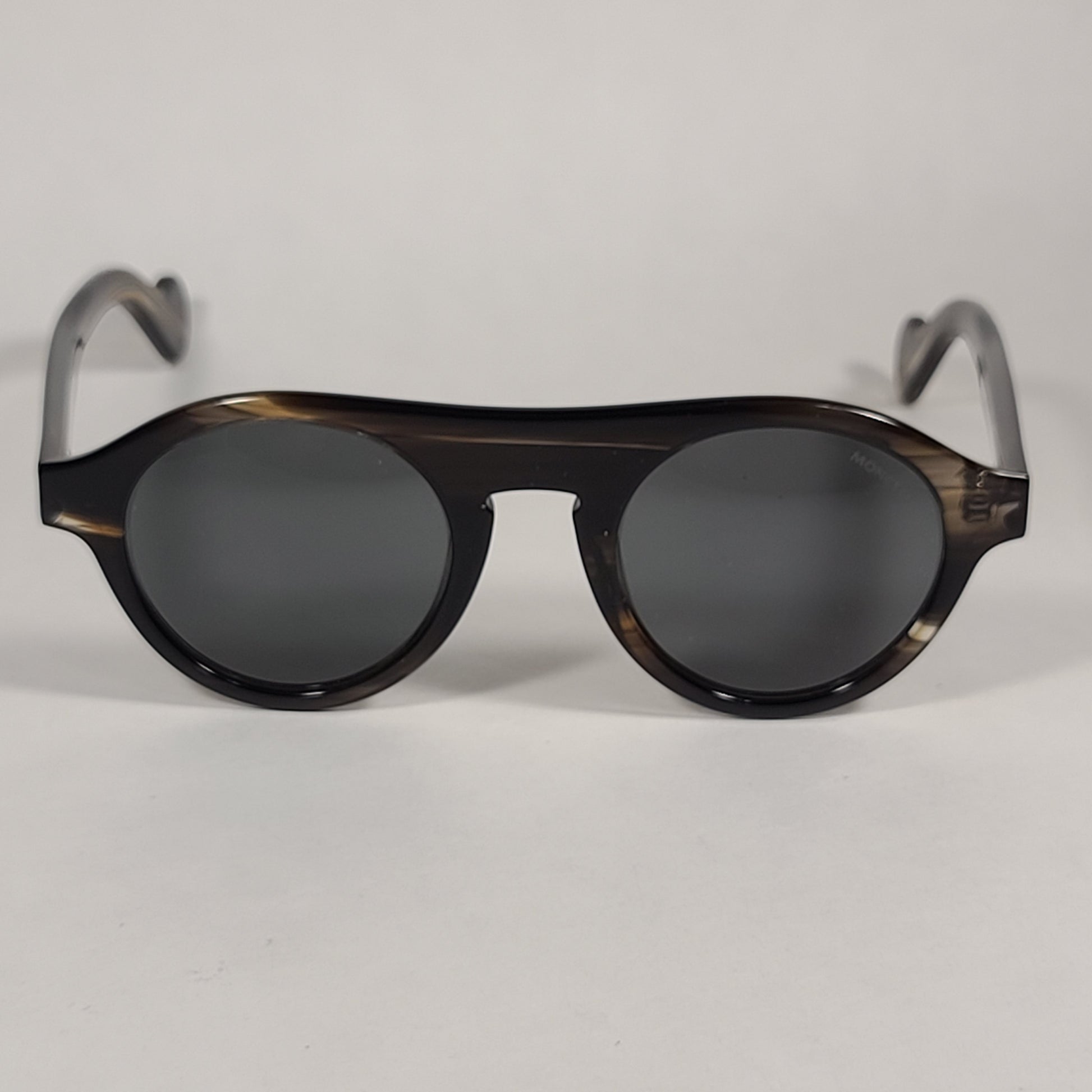 Moncler Round Pilot Sunglasses Dark Brown Frame Gray Lens ML0039 96A - Sunglasses