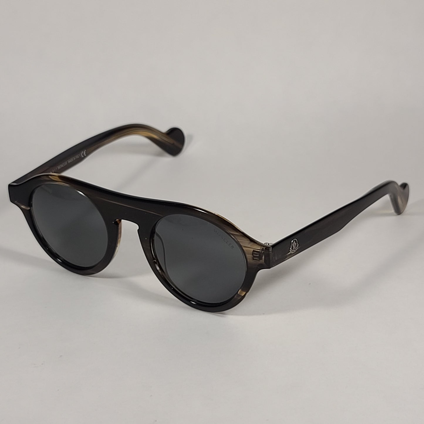 Moncler Round Pilot Sunglasses Dark Brown Frame Gray Lens ML0039 96A - Sunglasses