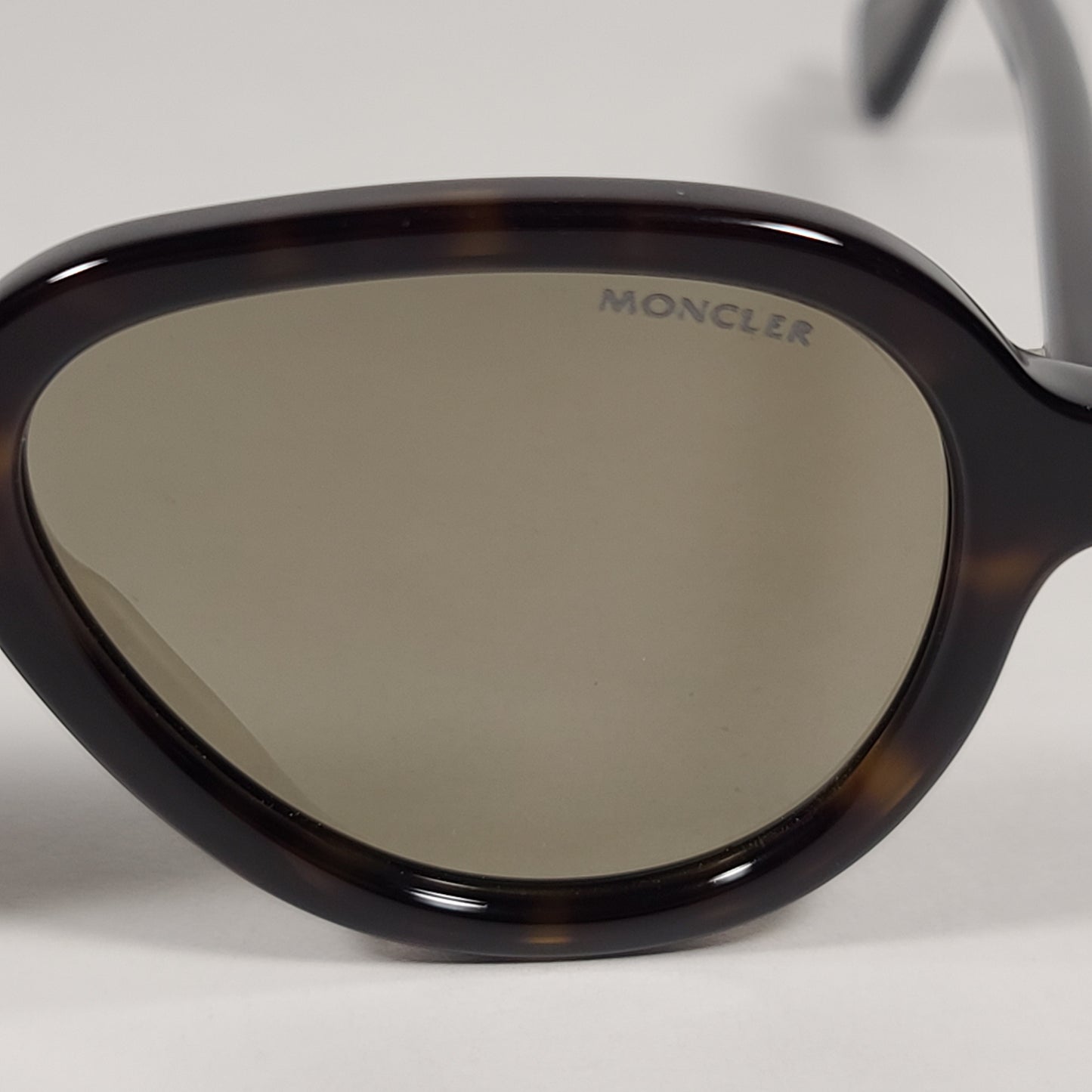 Moncler Aviator Sunglasses Dark Havana Brown Frame Gold Tint Lens ML0043 52C - Sunglasses