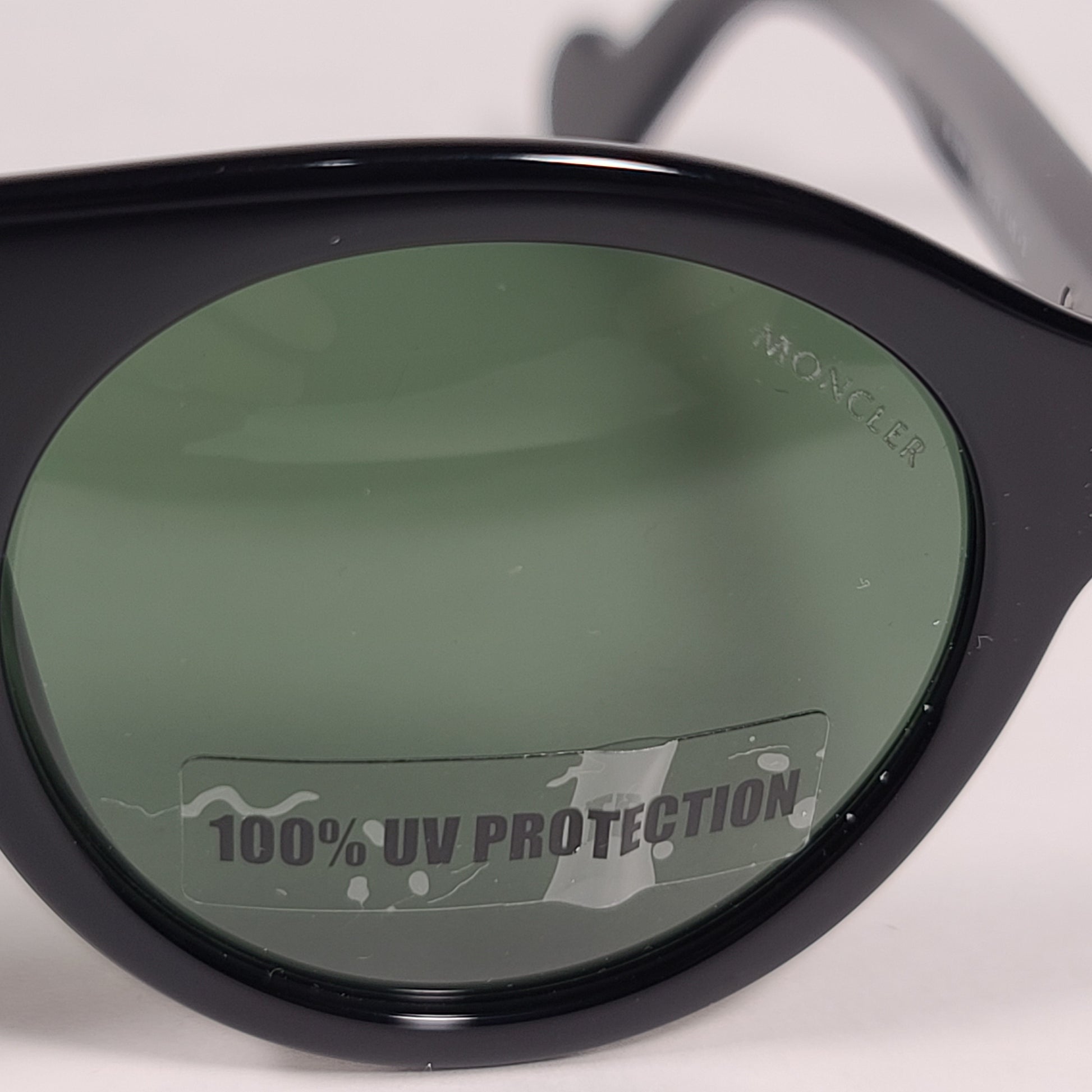 Moncler Round Pilot Sunglasses Shiny Black Frame Green Lens ML0039 01N - Sunglasses