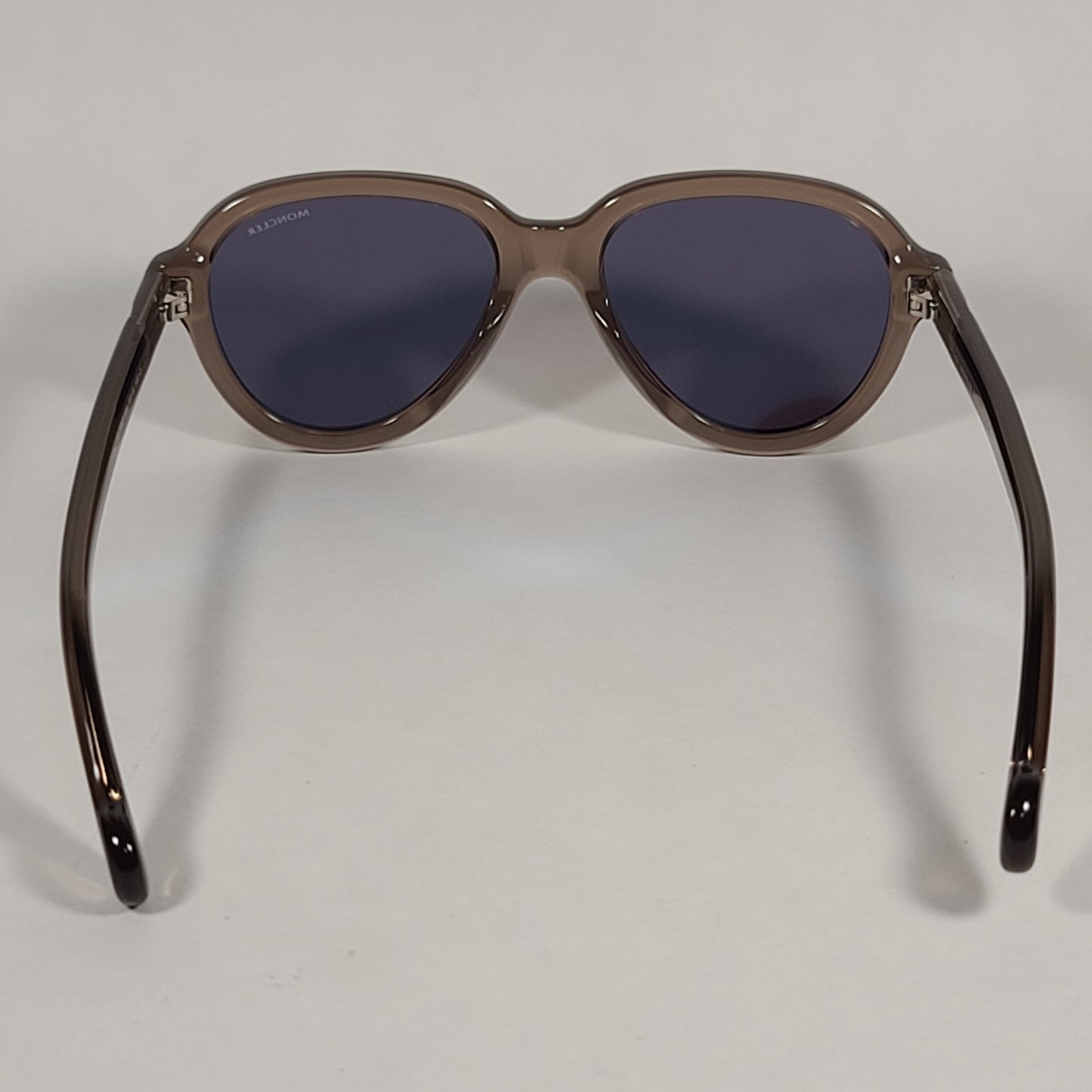 Moncler Aviator Sunglasses Dark Brown Crystal Frame Gray Smoke Lens ML0043 48A - Sunglasses