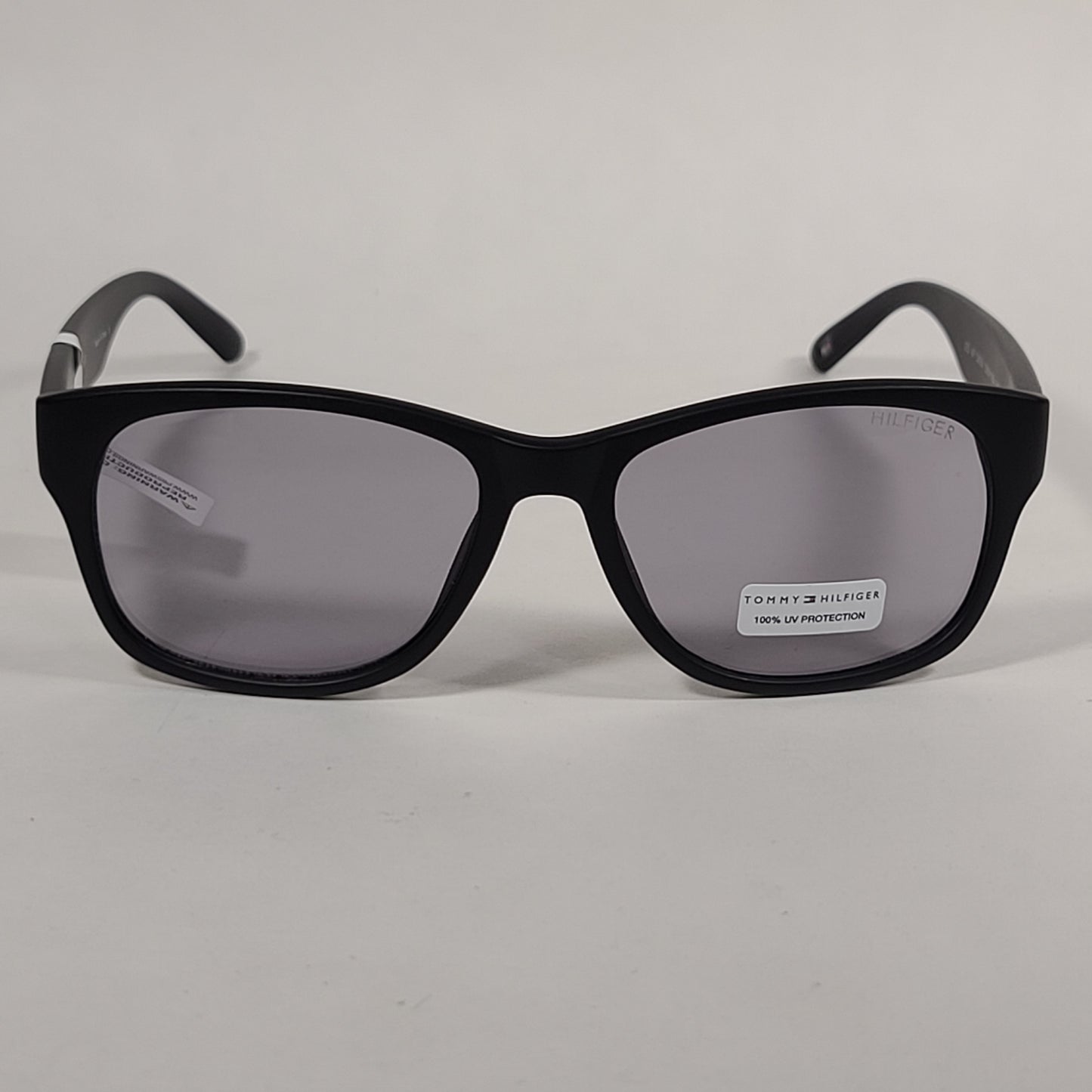 Tommy Hilfiger Leo Square Sunglasses Matte Black Frame Light Gray Lens LEO MP OM304 - Sunglasses