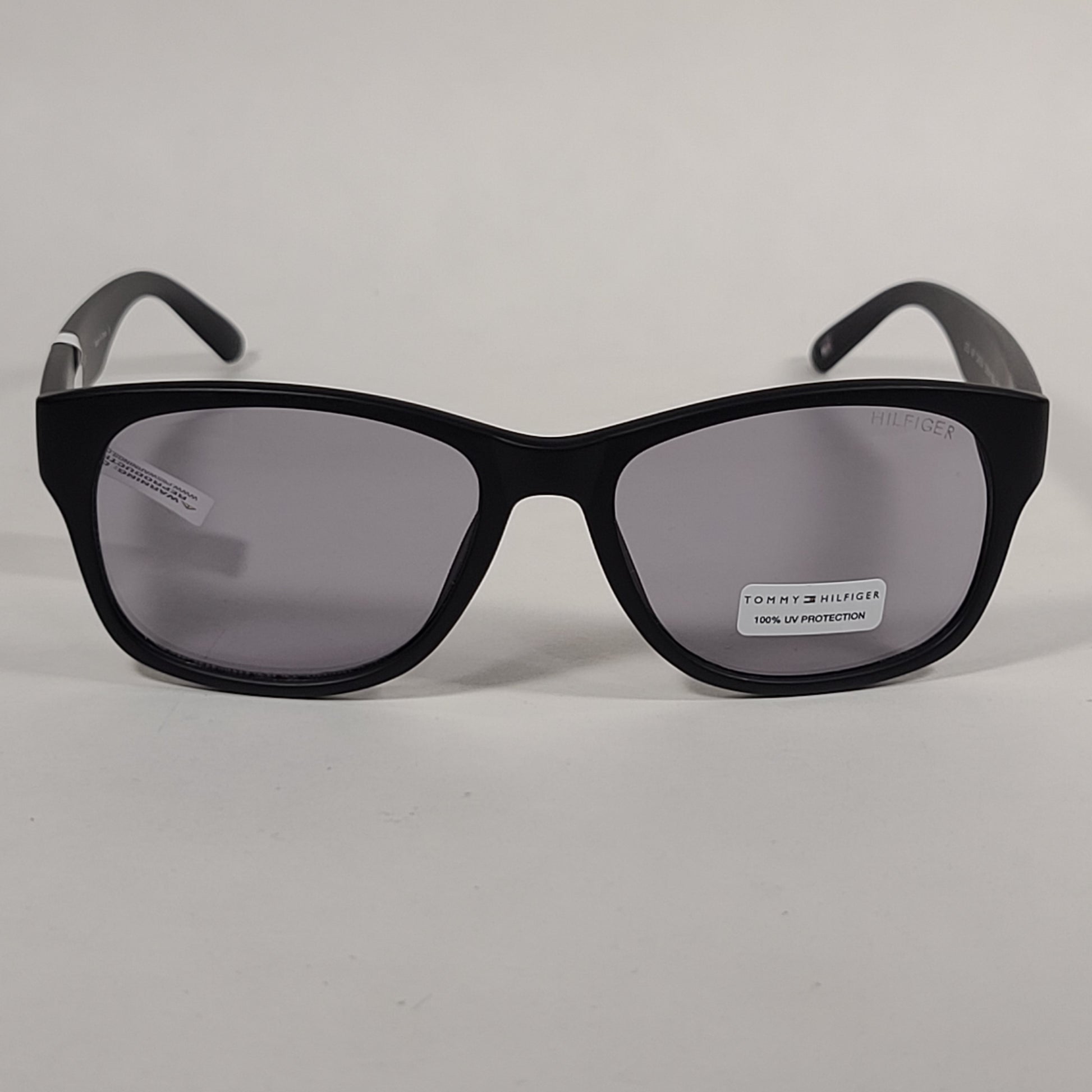 Tommy Hilfiger Leo Square Sunglasses Matte Black Frame Light Gray Lens LEO MP OM304 - Sunglasses