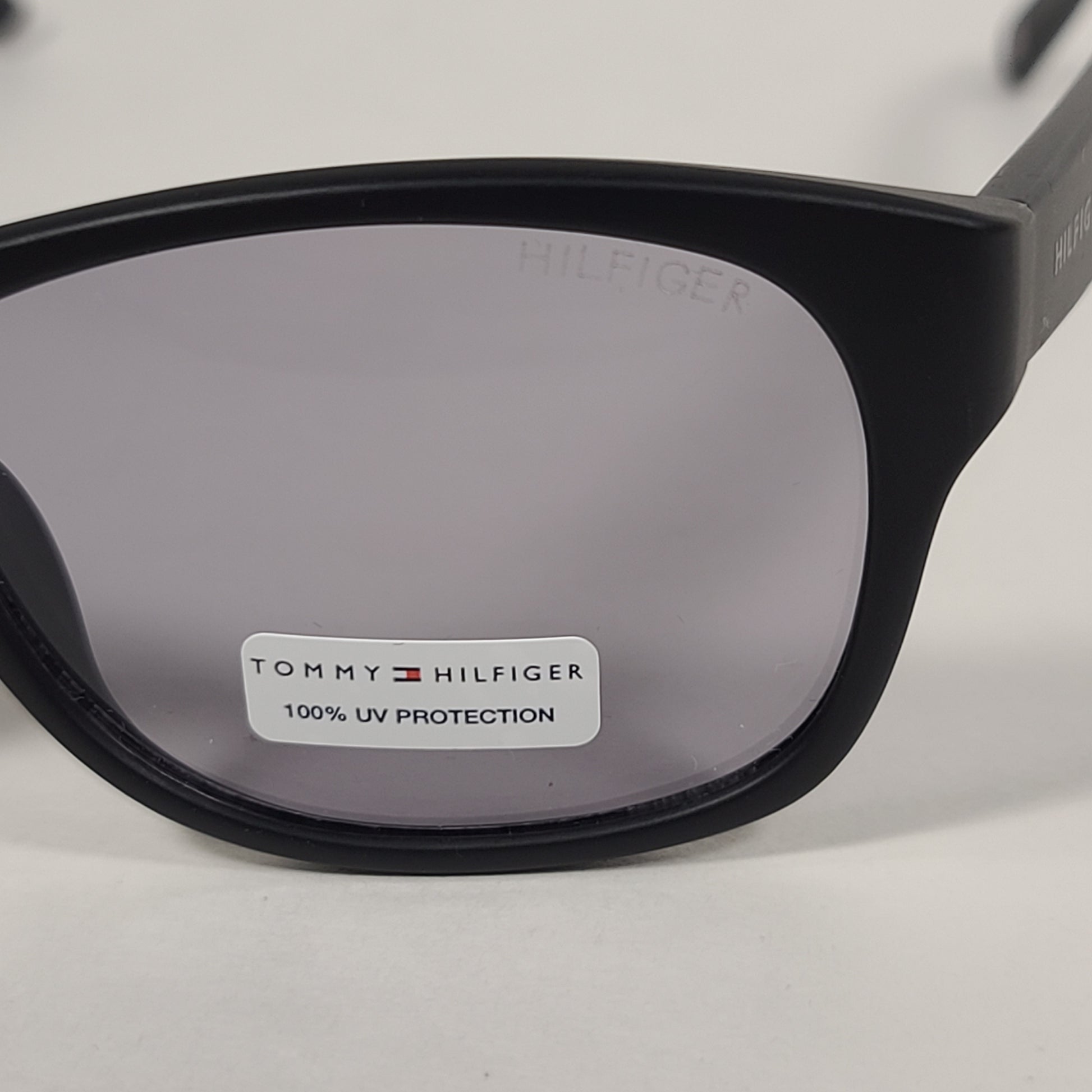 Tommy Hilfiger Leo Square Sunglasses Matte Black Frame Light Gray Lens LEO MP OM304 - Sunglasses