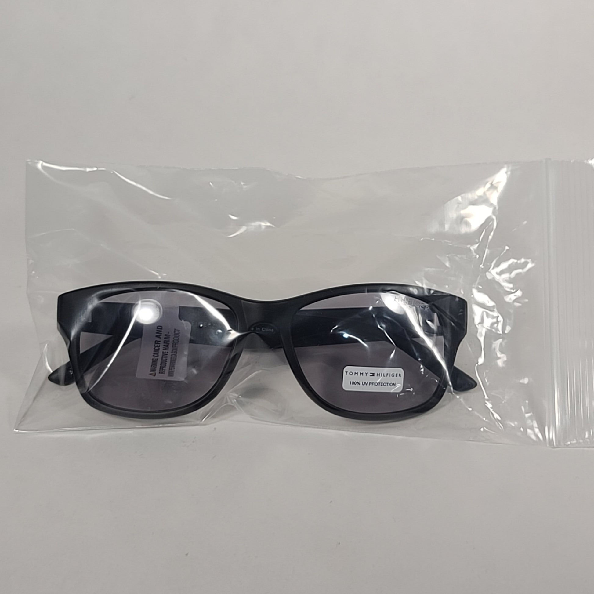 Tommy Hilfiger Leo Square Sunglasses Matte Black Frame Light Gray Lens LEO MP OM304 - Sunglasses