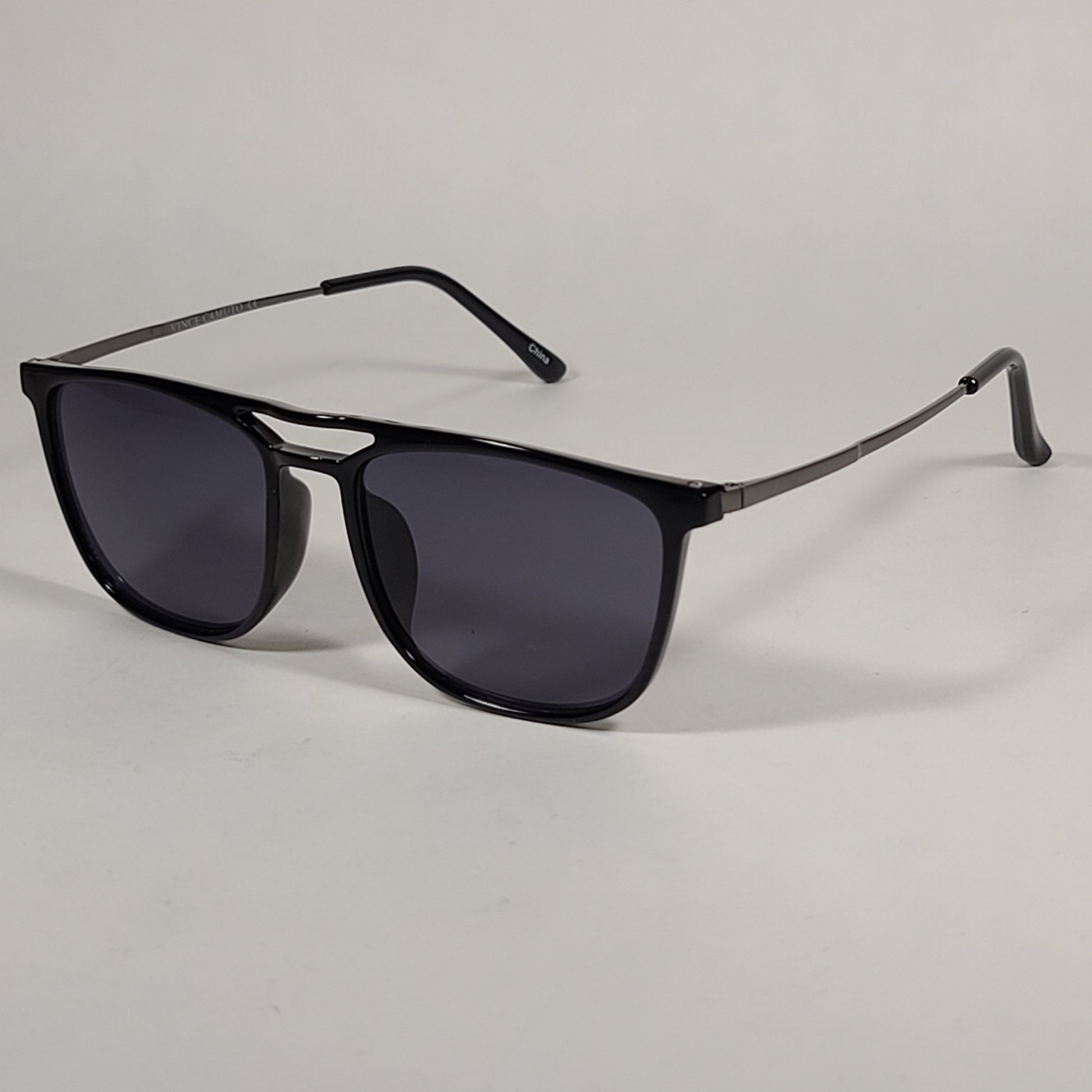 Vince Camuto Rectangle Sunglasses Black And Gunmetal Frame Gray Tinted Lens VM620 OX - Sunglasses