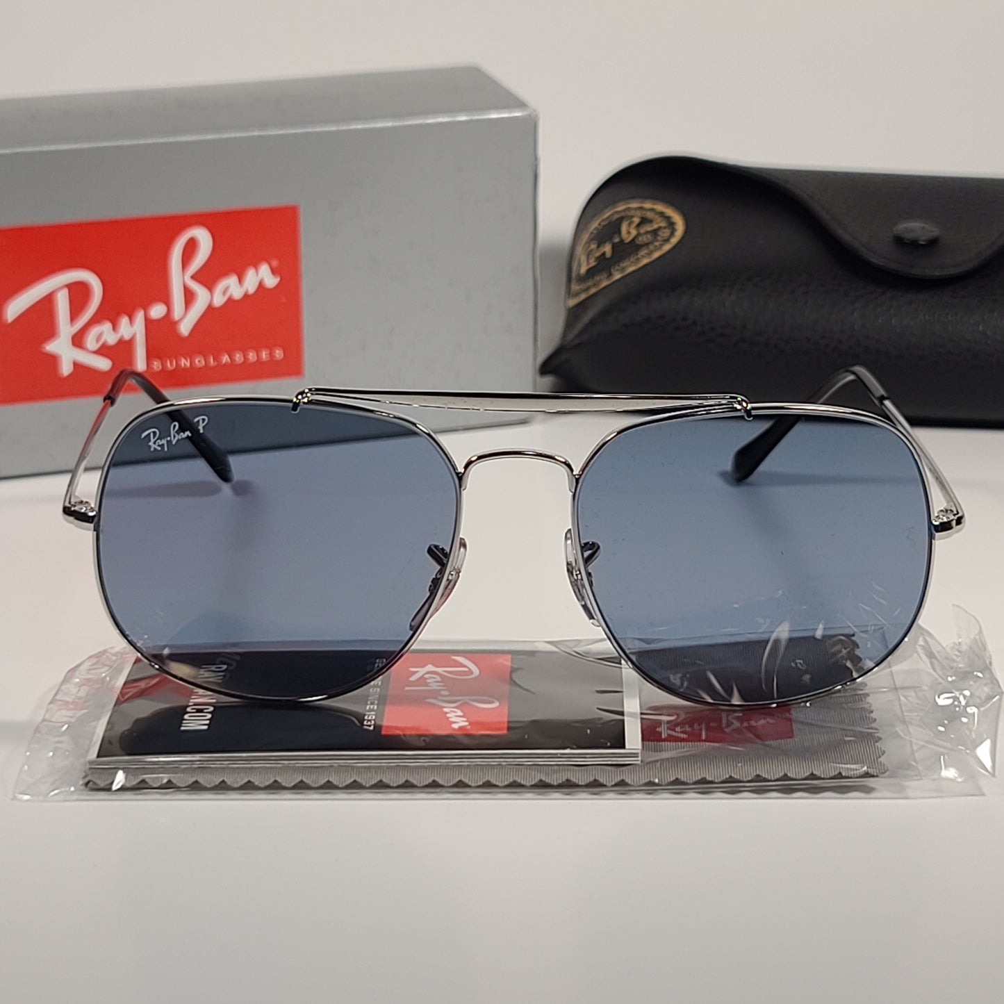 Ray-Ban The General Polarized Aviator Sunglasses Silver Frame Gray Lens RB3561 003/52 - Sunglasses