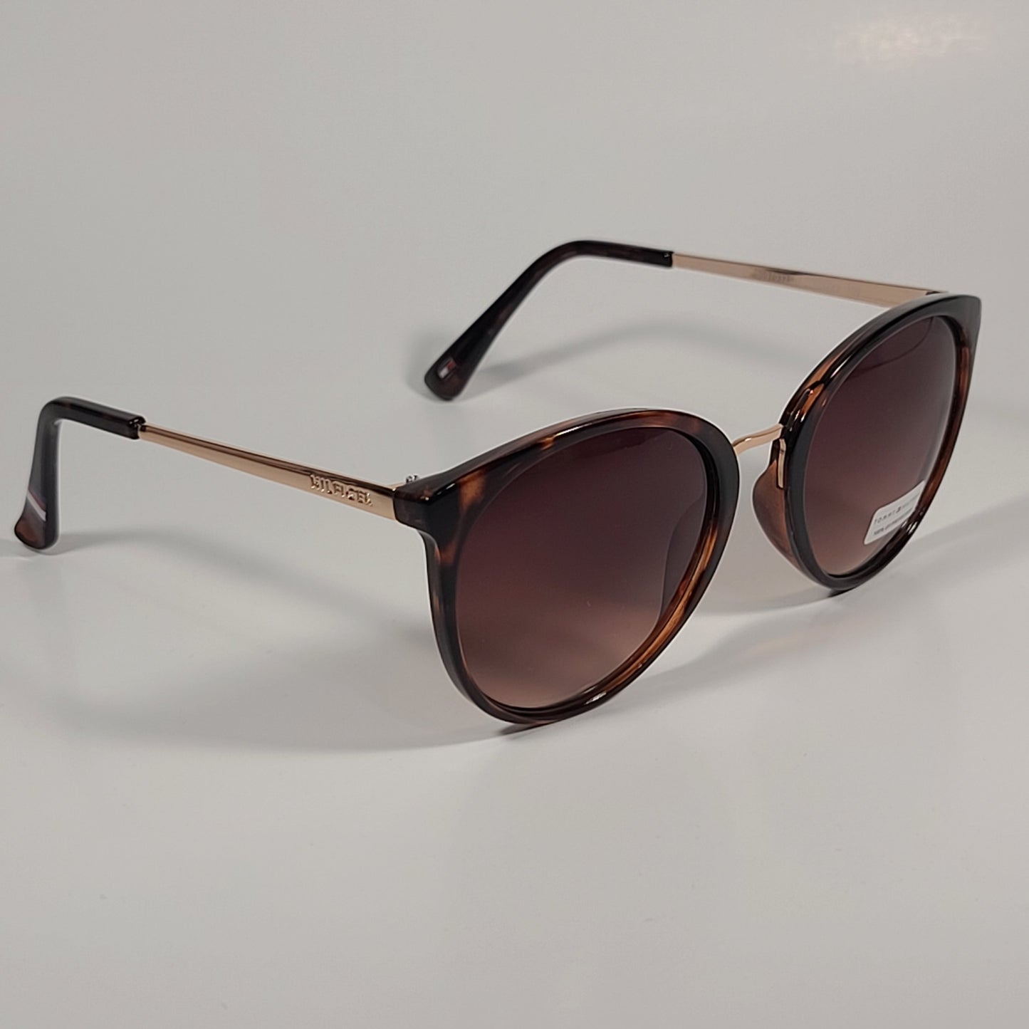 Tommy Hilfiger Tru Round Cat Eye Sunglasses Brown Tortoise Gold Frame Brown Gradient Lens TRU WP OL463 - Sunglasses