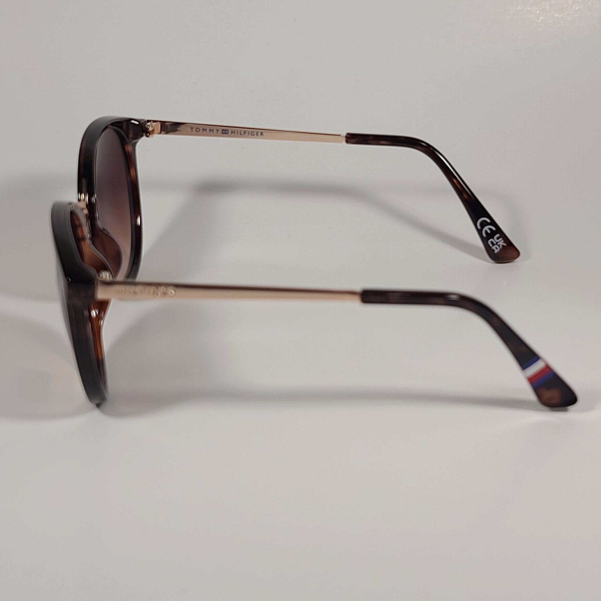 Tommy Hilfiger Tru Round Cat Eye Sunglasses Brown Tortoise Gold Frame Brown Gradient Lens TRU WP OL463 - Sunglasses