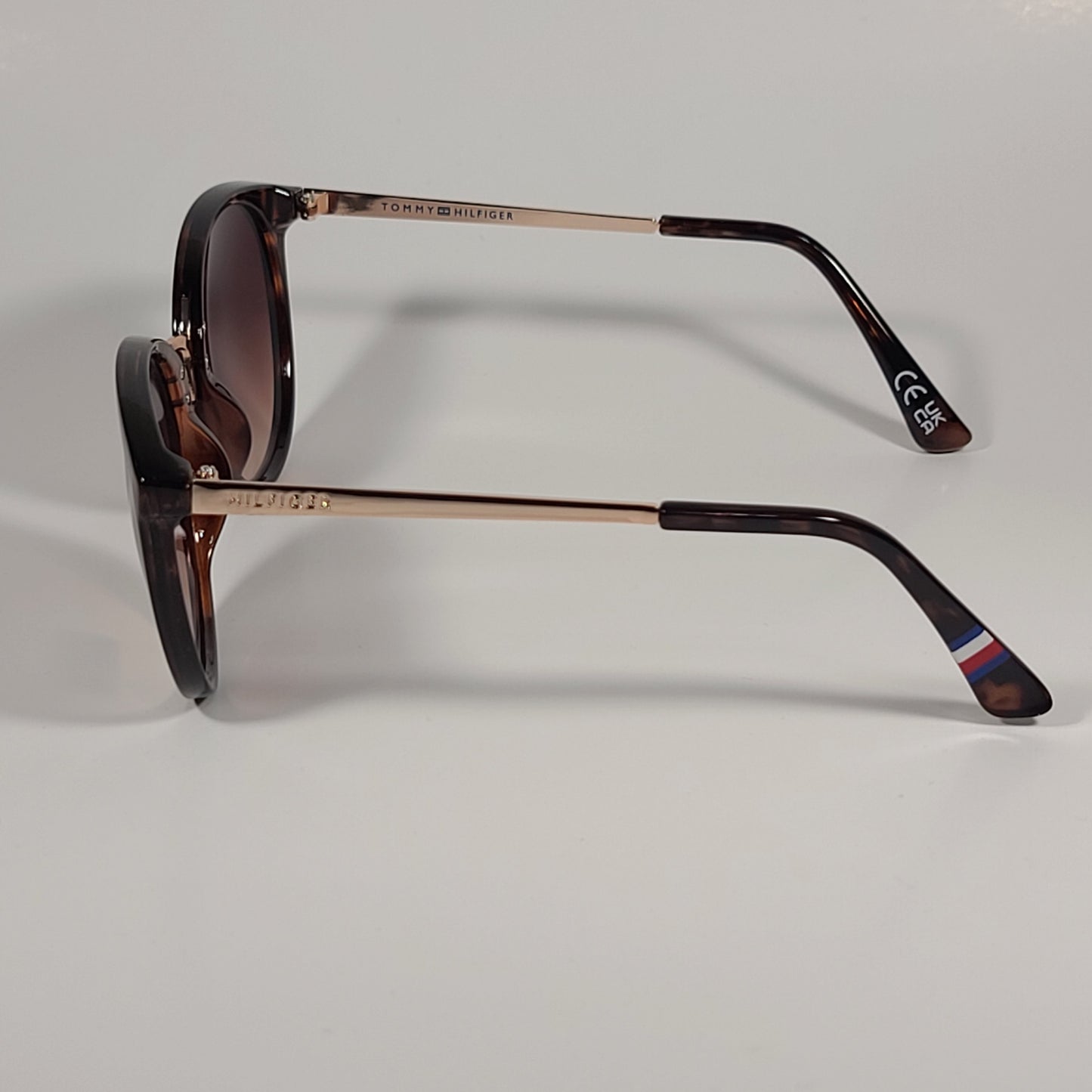 Tommy Hilfiger Tru Round Cat Eye Sunglasses Brown Tortoise Gold Frame Brown Gradient Lens TRU WP OL463 - Sunglasses