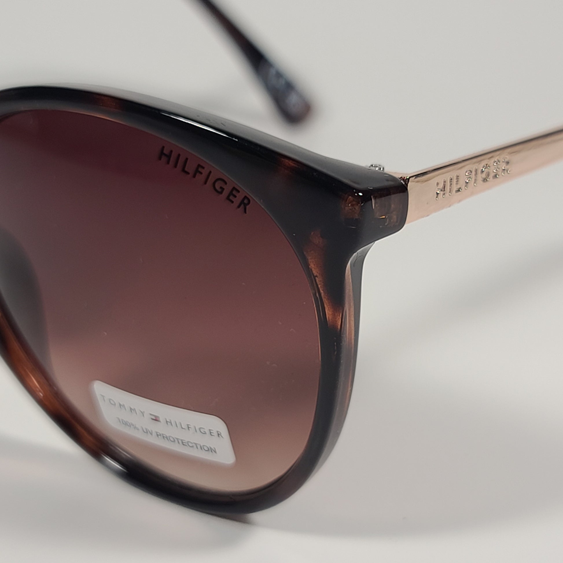 Tommy Hilfiger Tru Round Cat Eye Sunglasses Brown Tortoise Gold Frame Brown Gradient Lens TRU WP OL463 - Sunglasses