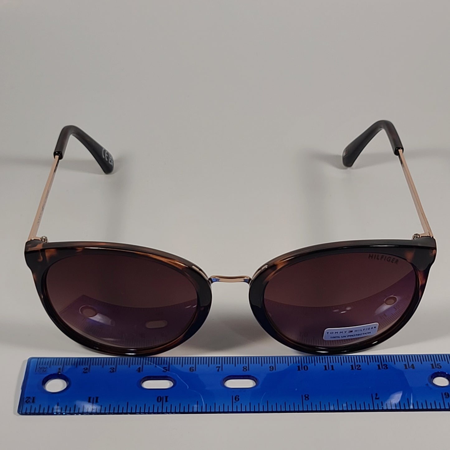 Tommy Hilfiger Tru Round Cat Eye Sunglasses Brown Tortoise Gold Frame Brown Gradient Lens TRU WP OL463 - Sunglasses