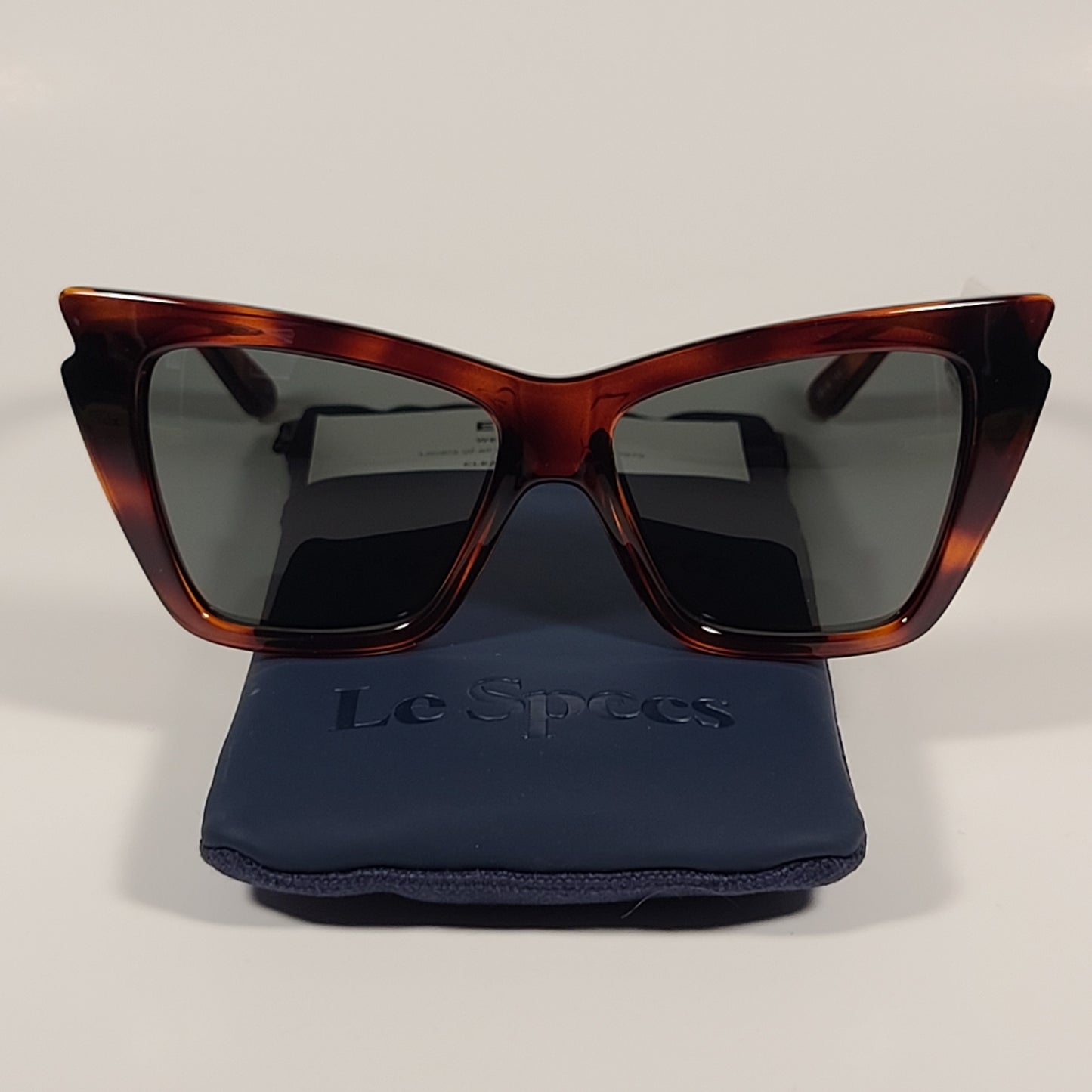 Le Specs Rapture Cat Eye Sunglasses Toffee Tortoise Frame Green Gray Solid Lens LSP2002216 - Sunglasses