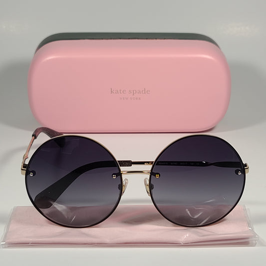 Kate Spade ABIA/F/S 8079O Round Sunglasses Gold And Black Glitter Frame Gray Gradient Lens - Sunglasses