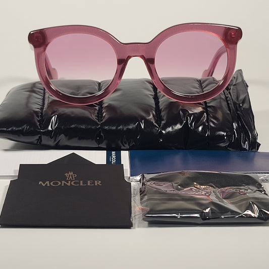 Moncler Round Sunglasses Fuschia Crystal Frame Pink Purple Gradient Lens ML0015 75Z - Sunglasses