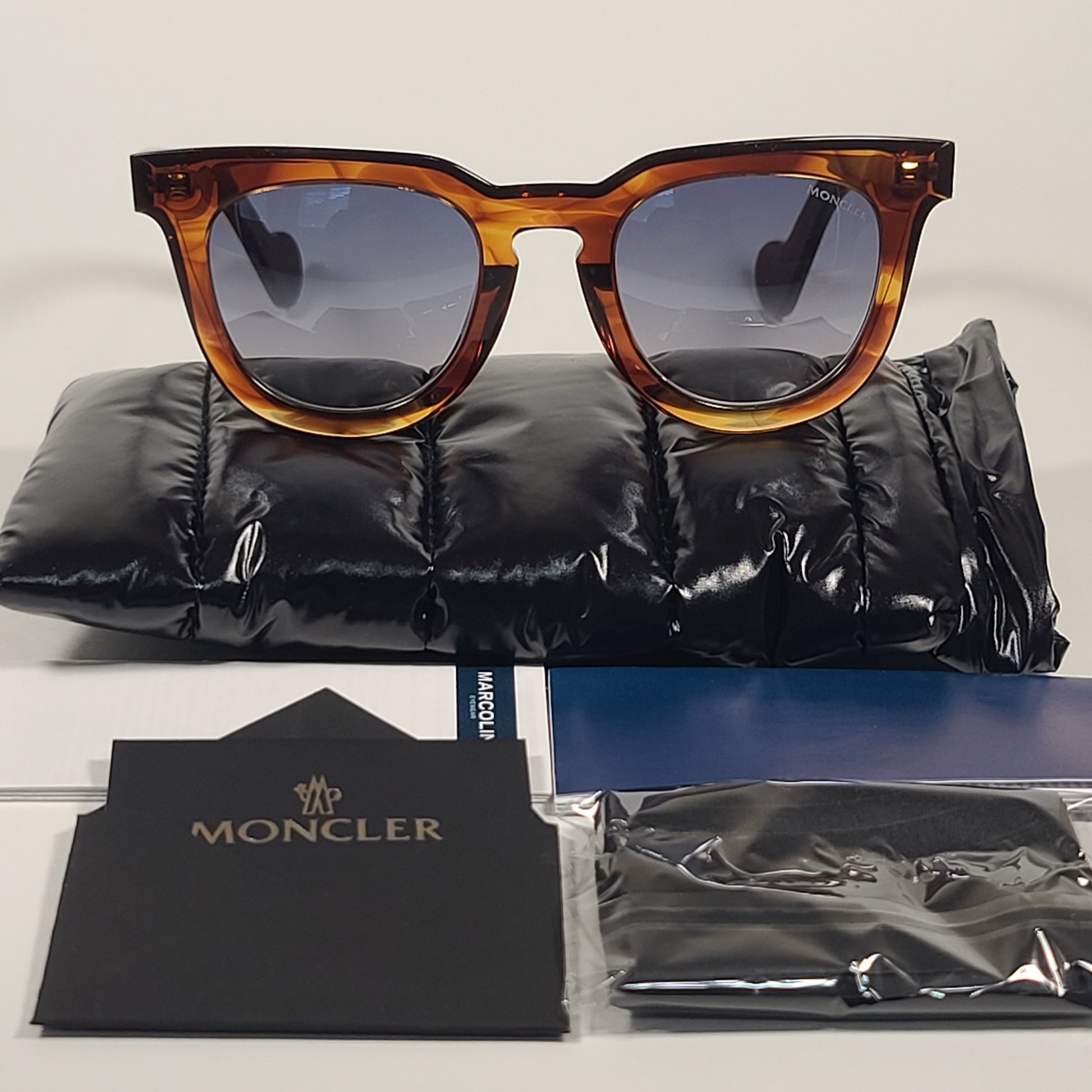 Moncler Club Sunglasses Brown Havana Frame Gray Gradient Lens ML0008 45C - Sunglasses