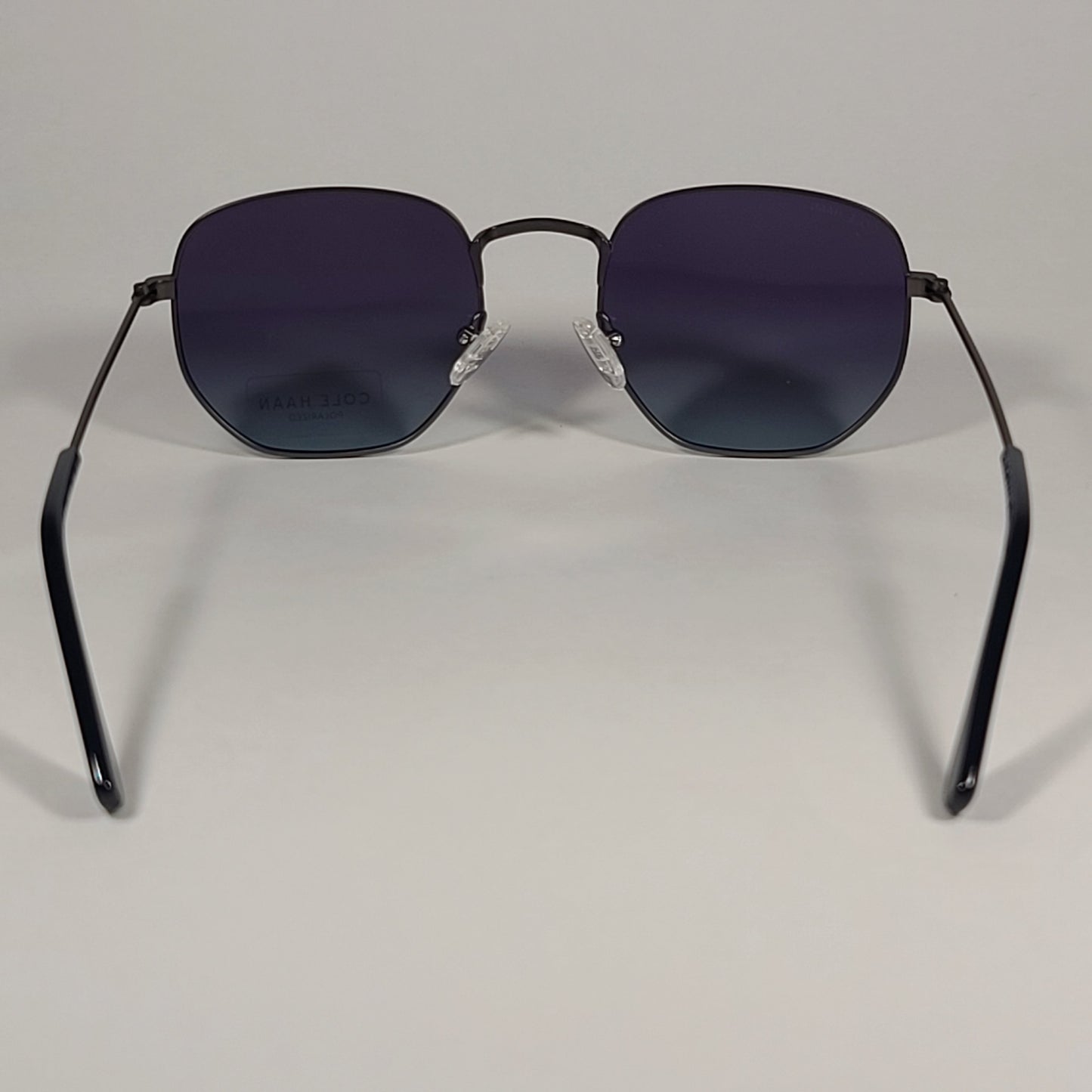 Cole Haan CH8501 033 Polarized Hexagon Sunglasses Gunmetal Frame Blue Gray Gradient Lens - Sunglasses