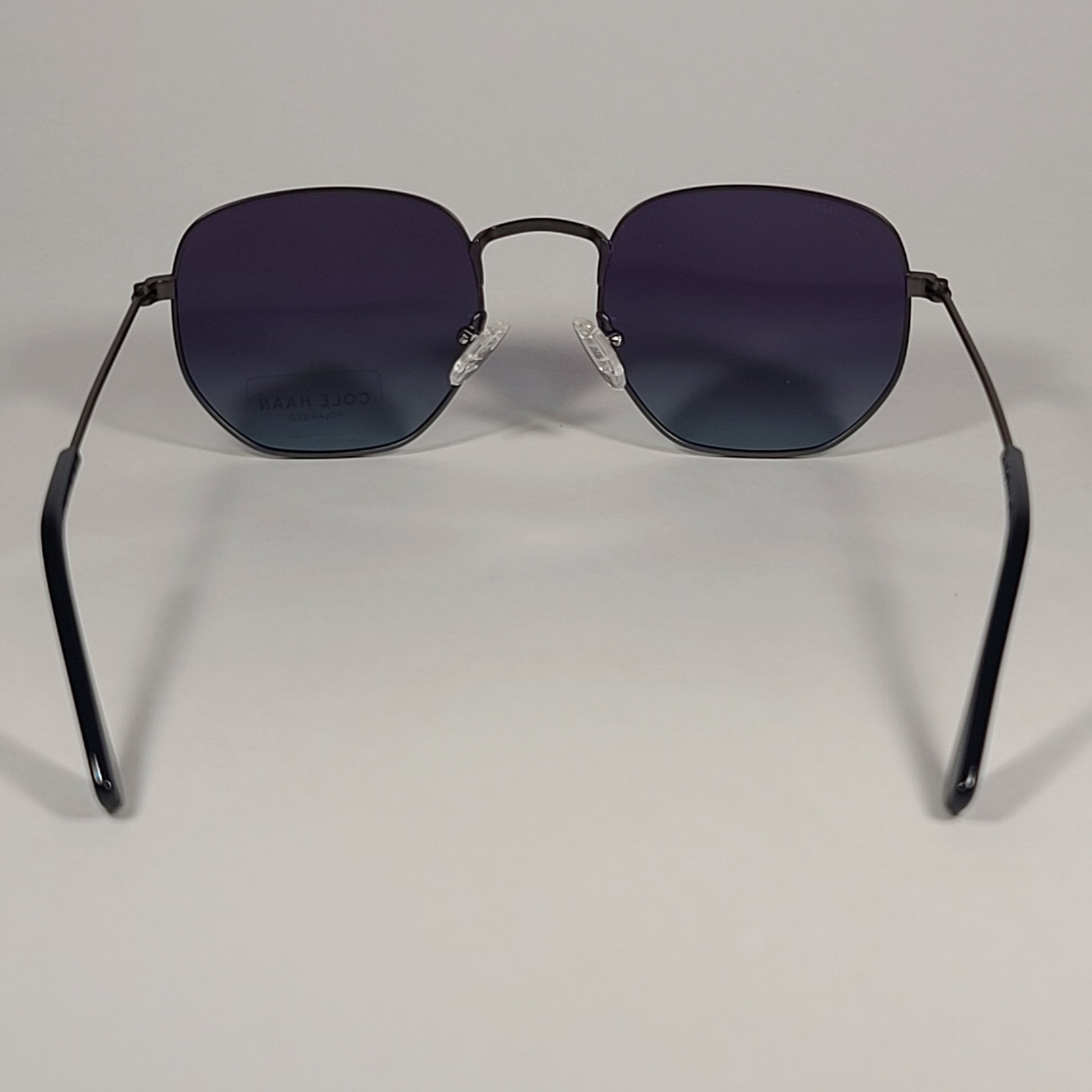 Cole Haan CH8501 033 Polarized Hexagon Sunglasses Gunmetal Frame Blue Gray Gradient Lens - Sunglasses