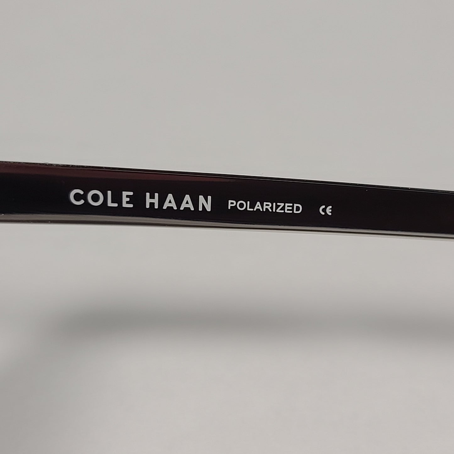 Cole Haan Square Polarized Sunglasses Shiny Black And Silver Frame Gray Lens CH9001 001 - Sunglasses