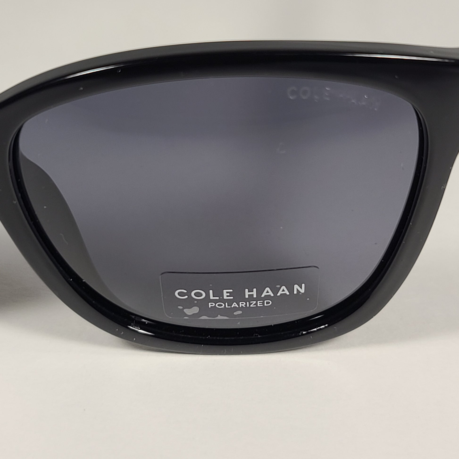 Cole Haan Square Polarized Sunglasses Shiny Black And Silver Frame Gray Lens CH9001 001 - Sunglasses